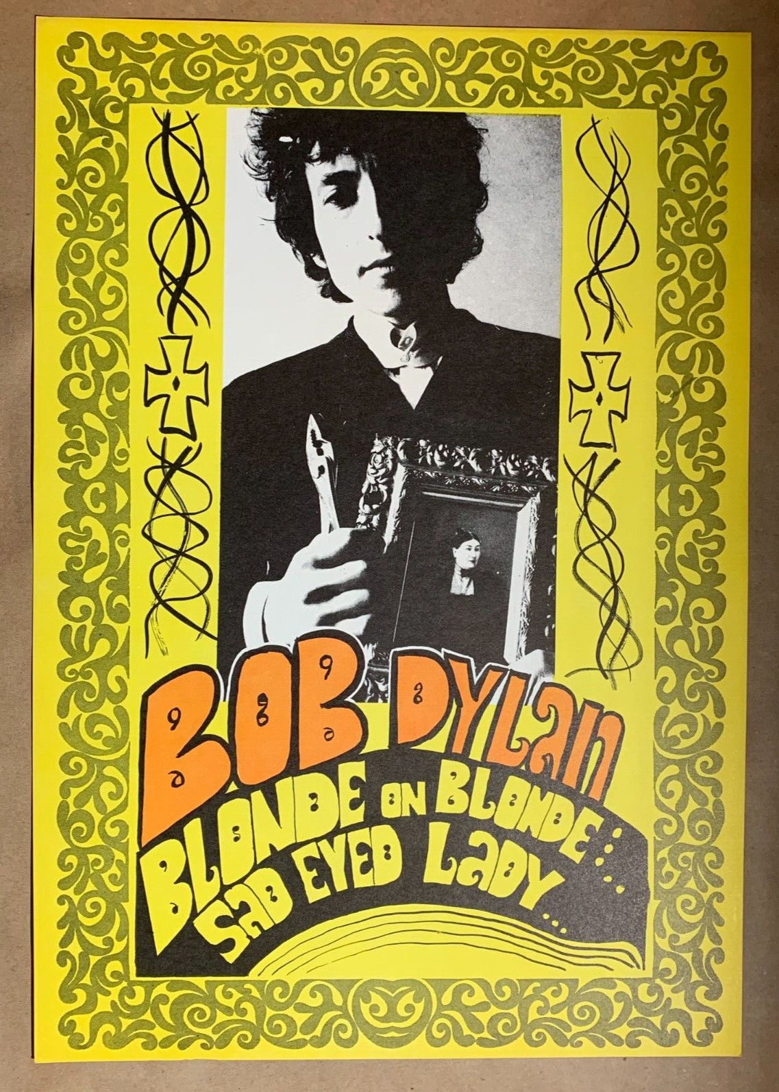 BOB DYLAN BLONDE ON BLONDE 1968 KONST 2 SIDED WINDOW POSTER 14\