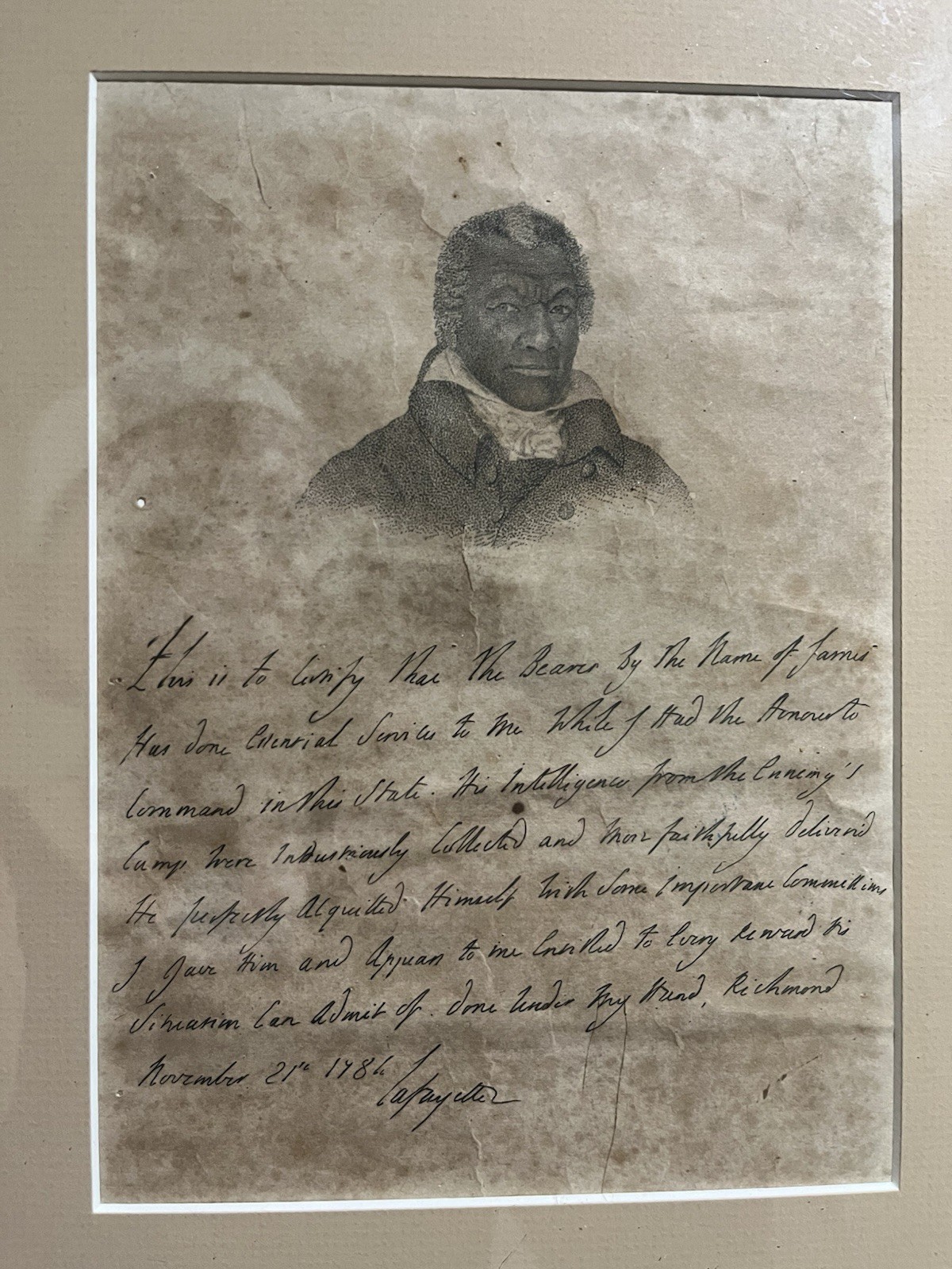 Rare Early 19th-Century Engraving of James Armistead Lafayette