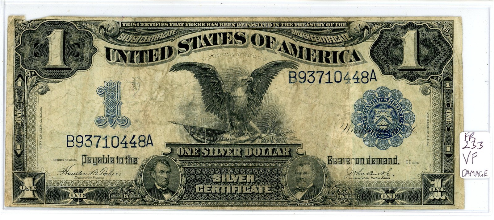 1899 $1 Black Eagle Silver Certificate Fr#233 with VF Detail B93710448A