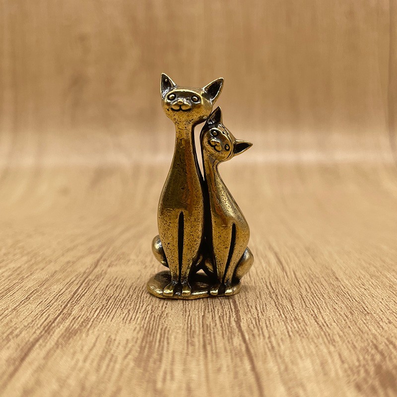 Brass Couple Cat Figurine Mini Cat Statue Vintage Desk Decor Lover Ornament Brass Couple Cat Figurine Mini Cat Statue Vintage Desk Decor Lover Ornament