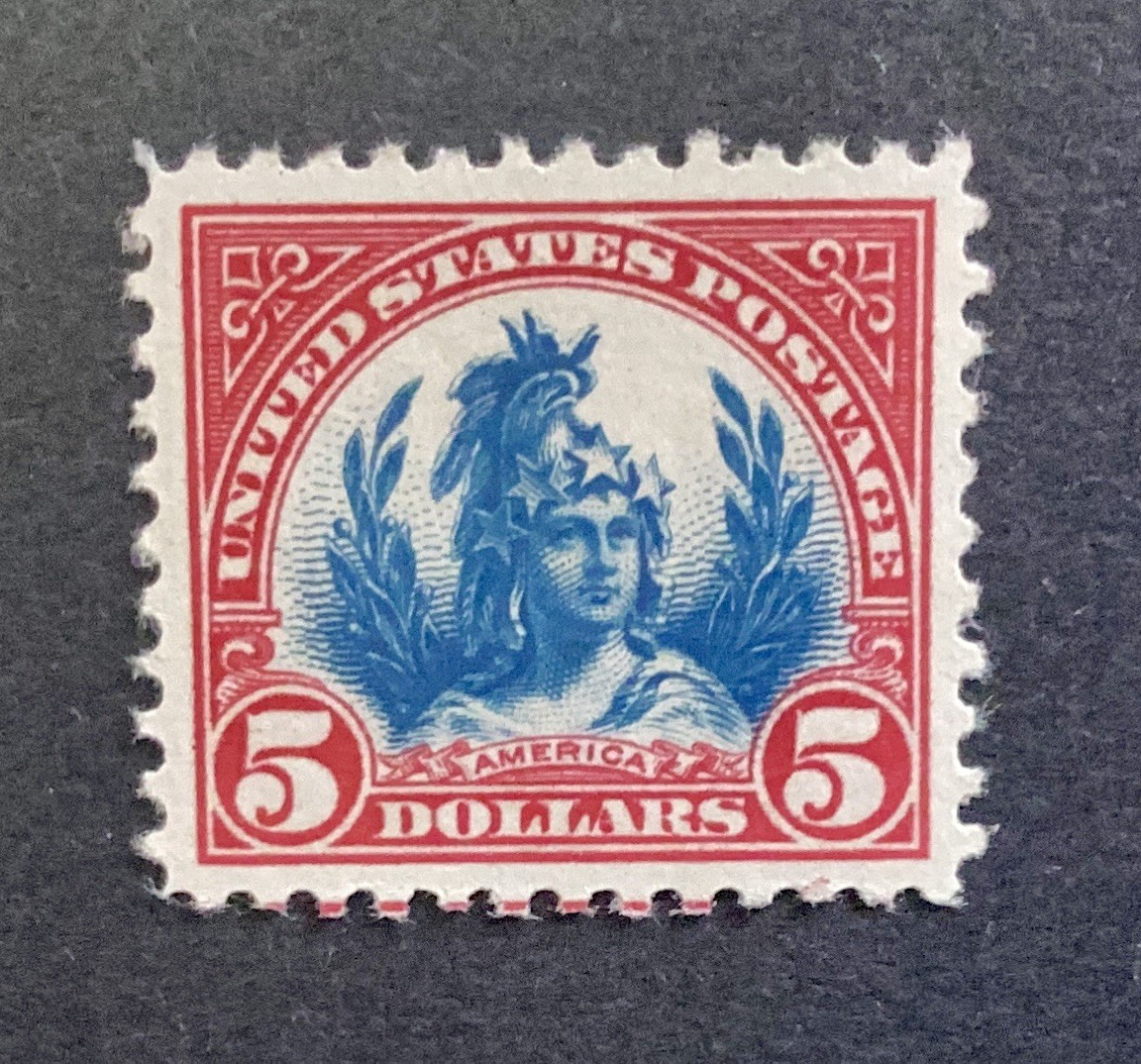 US Scott #573 1923 $5 America Carmine & Blue MNH OG US Scott #573 1923 $5 America Carmine & Blue MNH OG