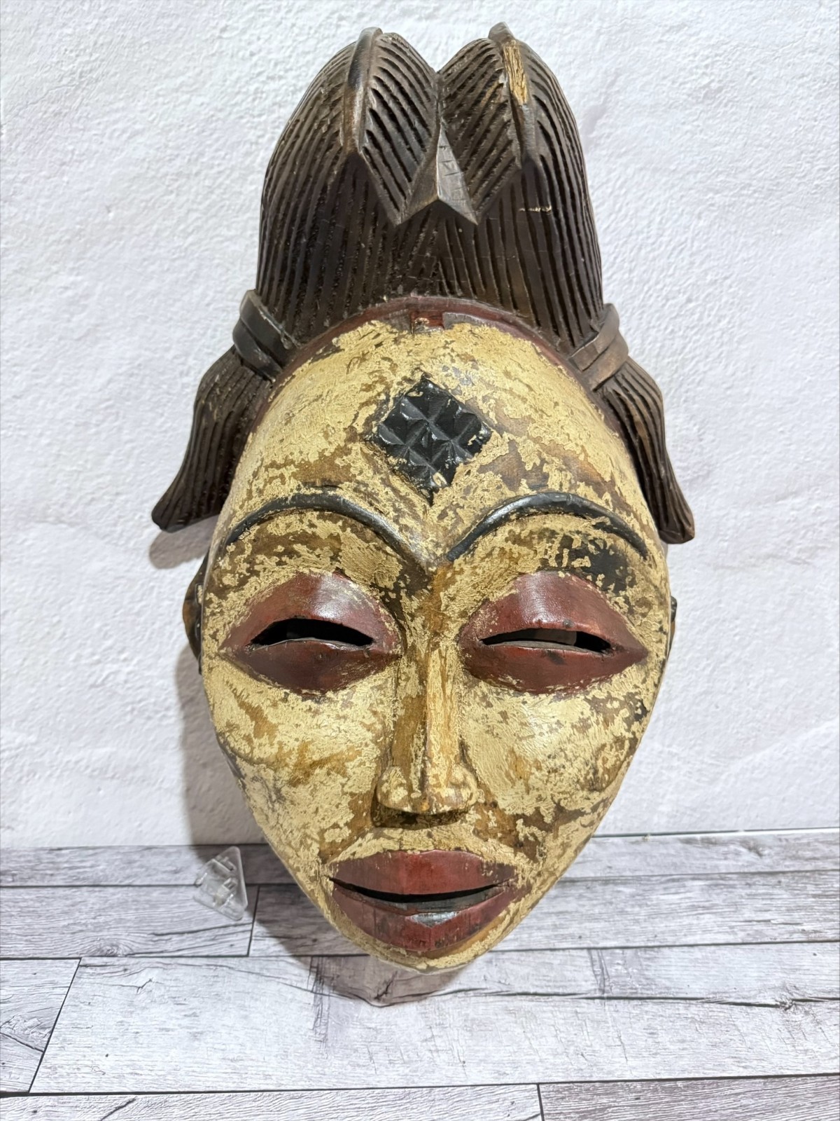 Vintage African Punu Okuy Mask Hand Carved Wood Gabon Mukudj Tribal Face Art 16\
