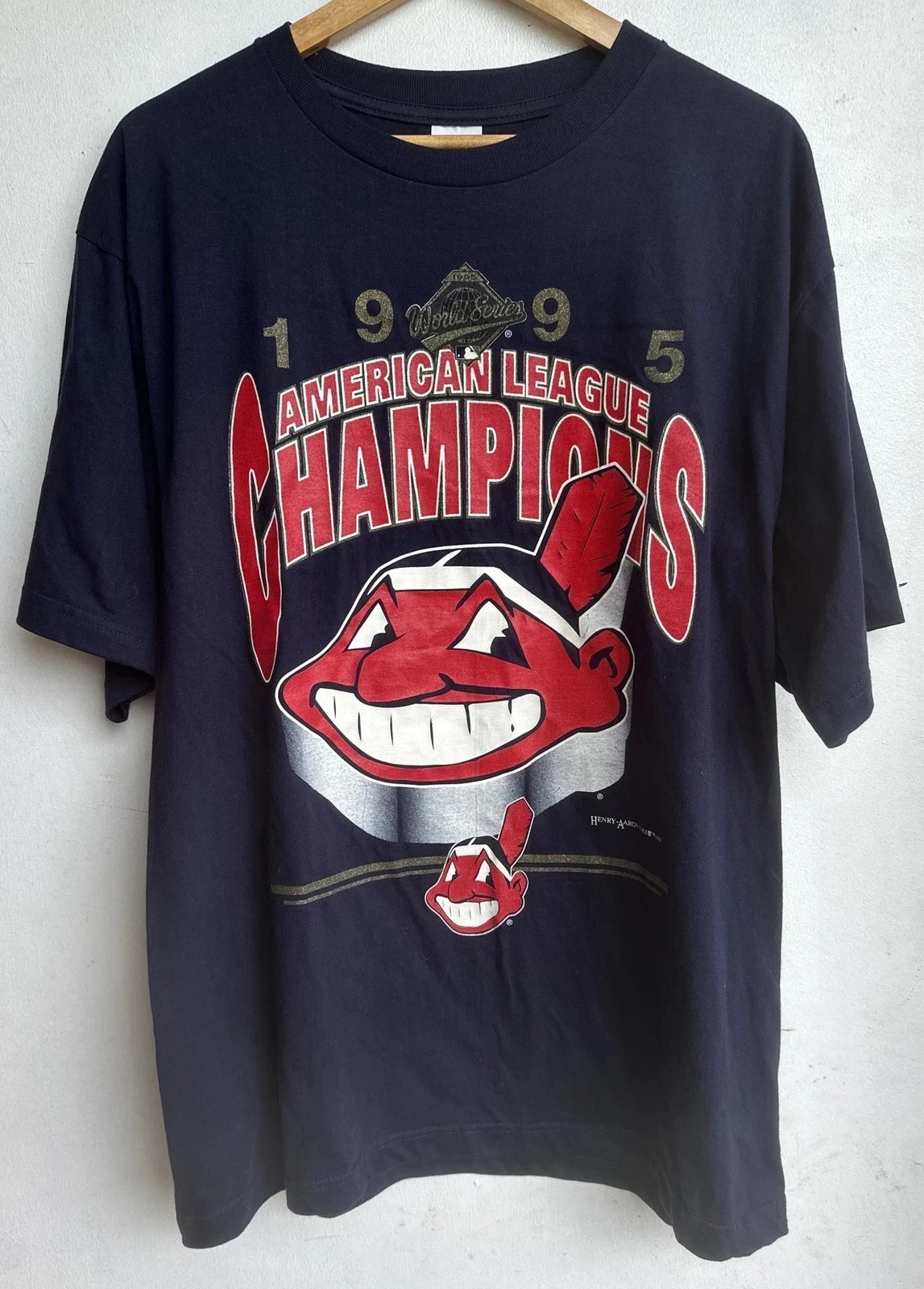 VTG 1995 Cleveland Indians T-Shirt World Series American League Champions HN4240