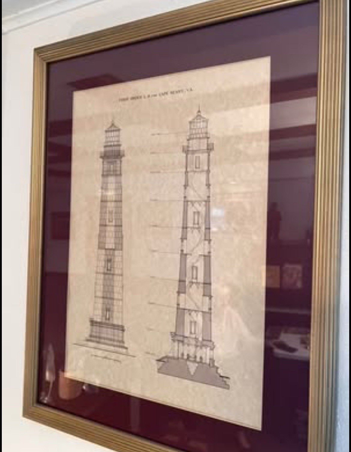 Framed Cape Henry Lighthouse Blueprint Framed Cape Henry Lighthouse Blueprint