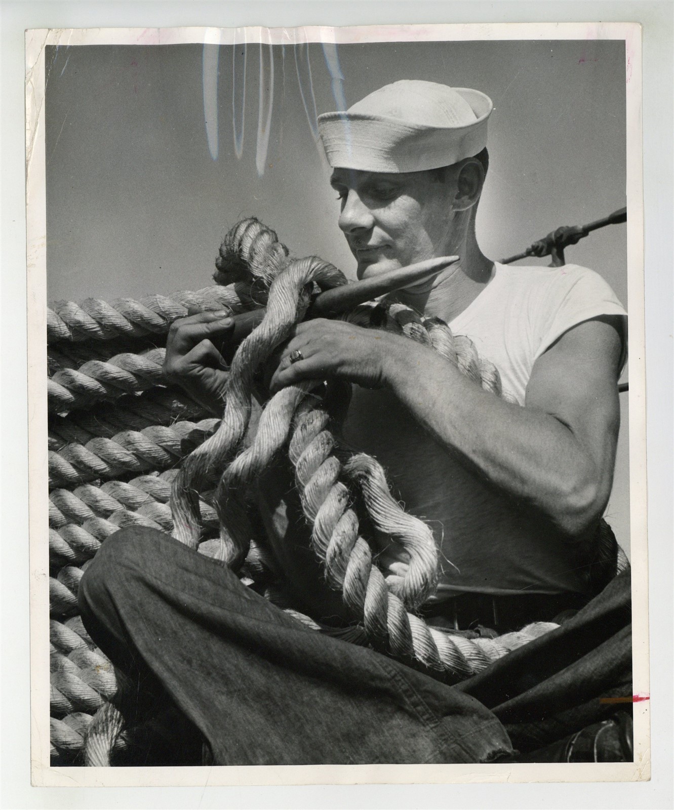 Rugged US Coast Guardsmen Knitting 1942 Handsome Muscular Male Photo Gay J15601 Rugged US Coast Guardsmen Knitting 1942 Handsome Muscular Male Photo Gay J15601
