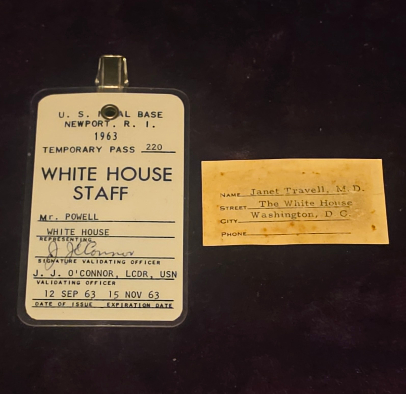 ​1963 JFK White House Pass Dr Travell - Expired 1 Week Before Assassination