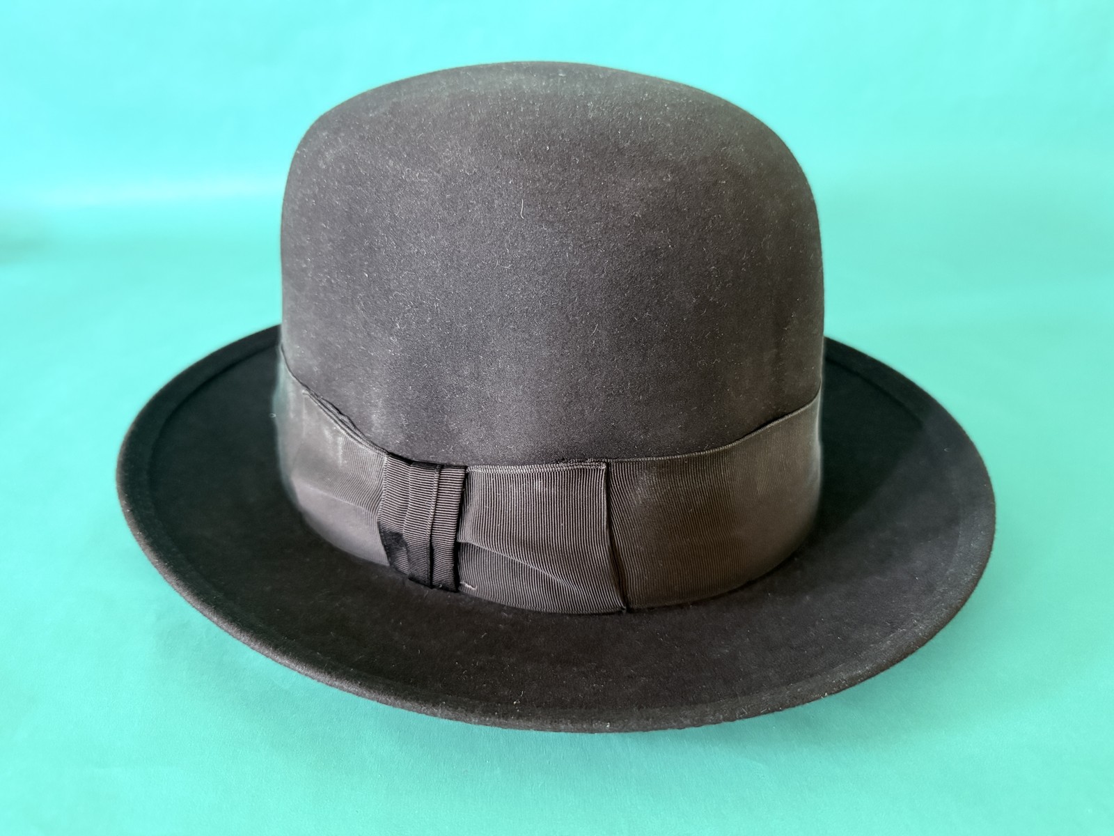 Vtg Royal Stetson Open Crown Snap Brim Fedora Hat Black Fur Felt Moores CA