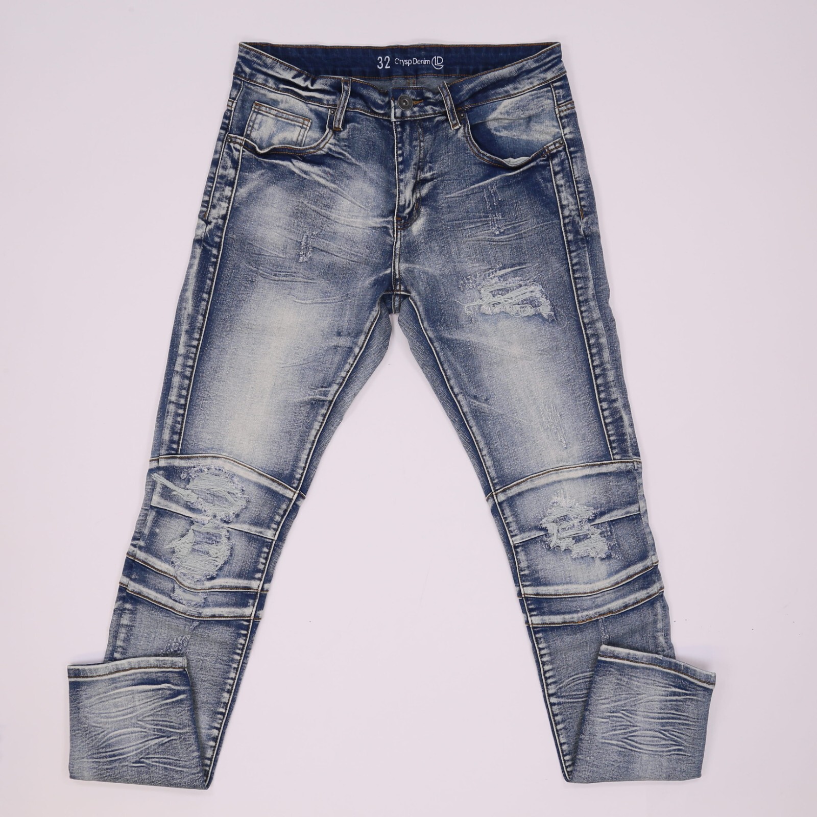 Crysp Denim Men\'s Skywalker Biker Jeans Distressed Rips Size: 32 Crysp Denim Men\'s Skywalker Biker Jeans Distressed Rips Size: 32