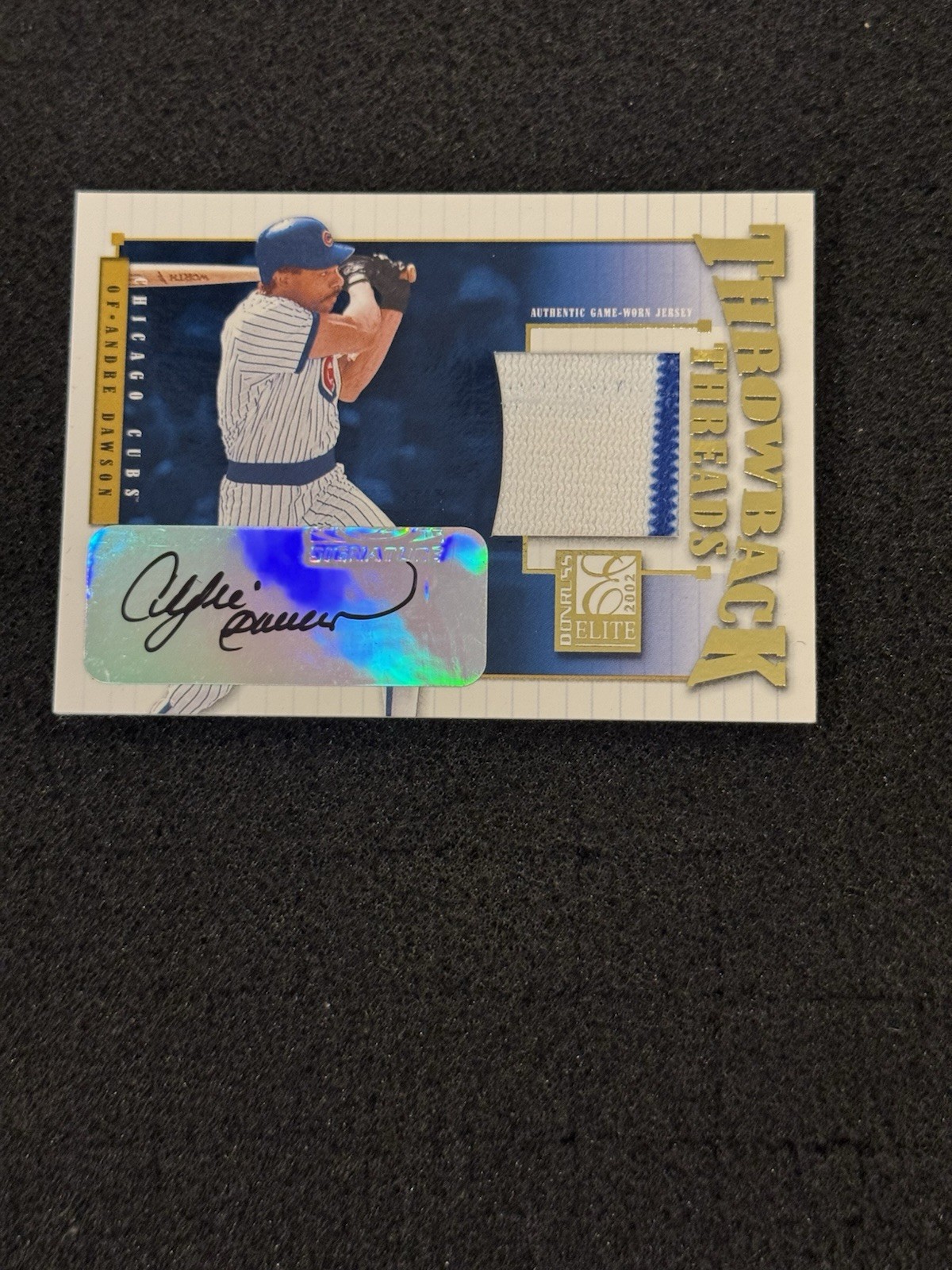 2002 Donruss Elite #TT-34 Andre Dawson Throwback Threads Auto Patch /100 Cubs