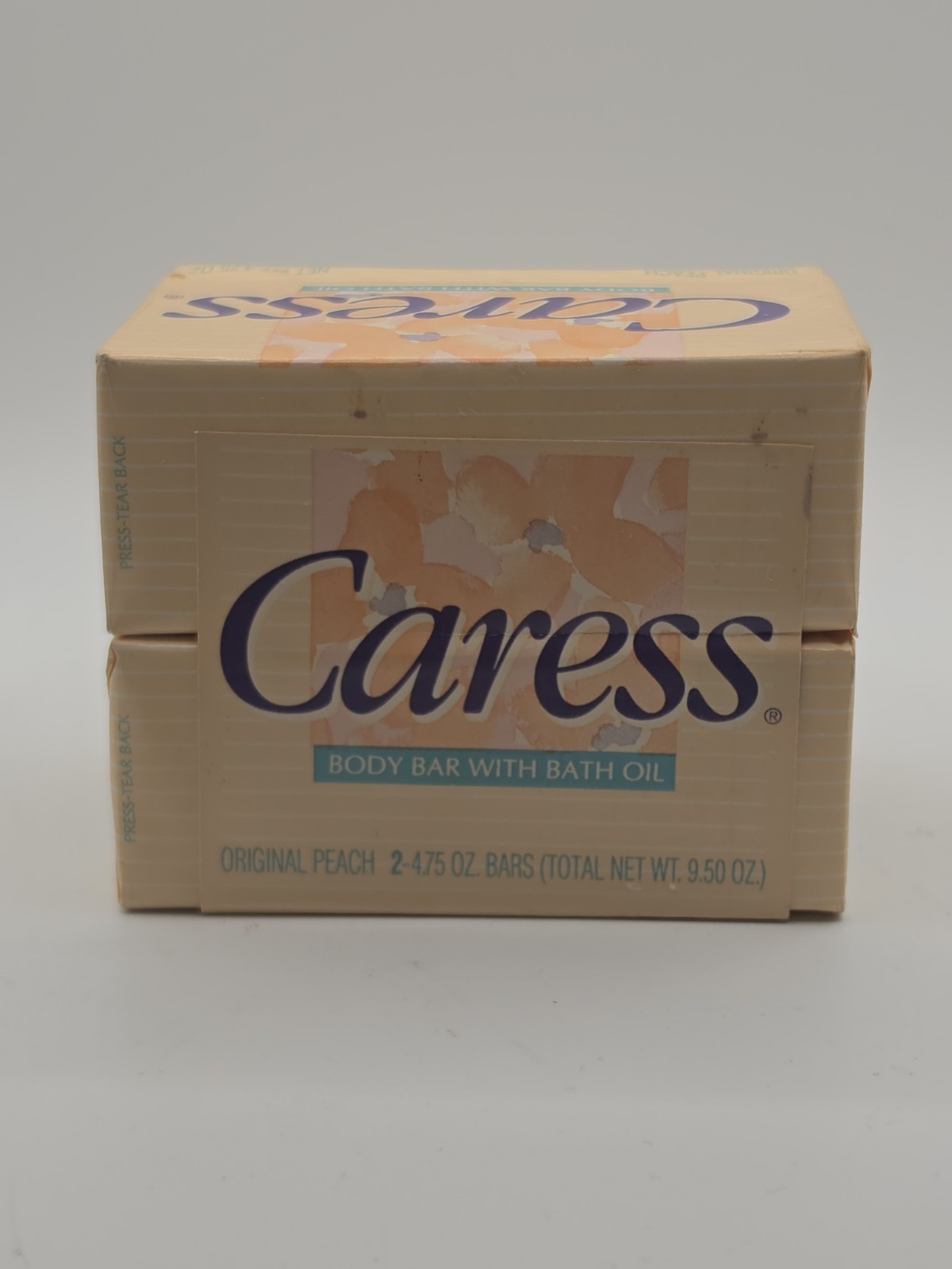 Vintage Caress Soap Bar Bath Oil Original Peach 1991 Lot of 2 4.75oz 9.5oz Total
