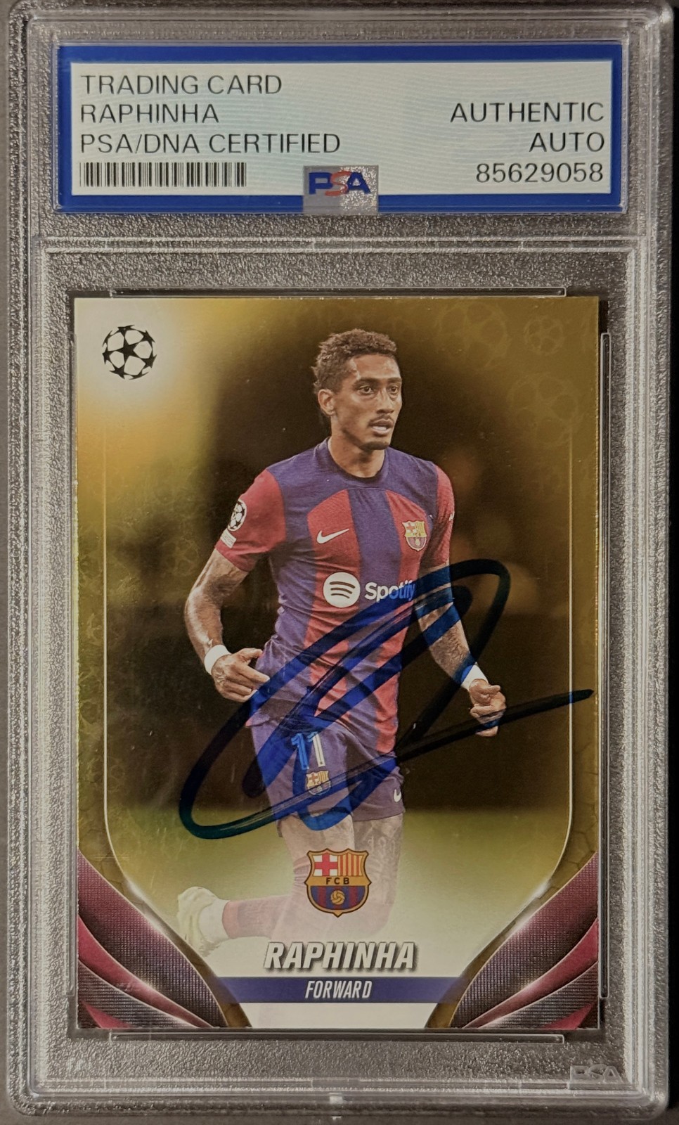 2023-24 Topps UEFA CC Starball Variations Raphinha #76 PSA AUTHENTIC AUTO