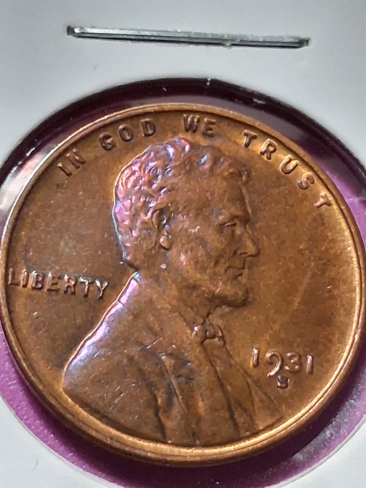 1931-S LINCOLN CENT. MS/ UNC/RB. TONED.
