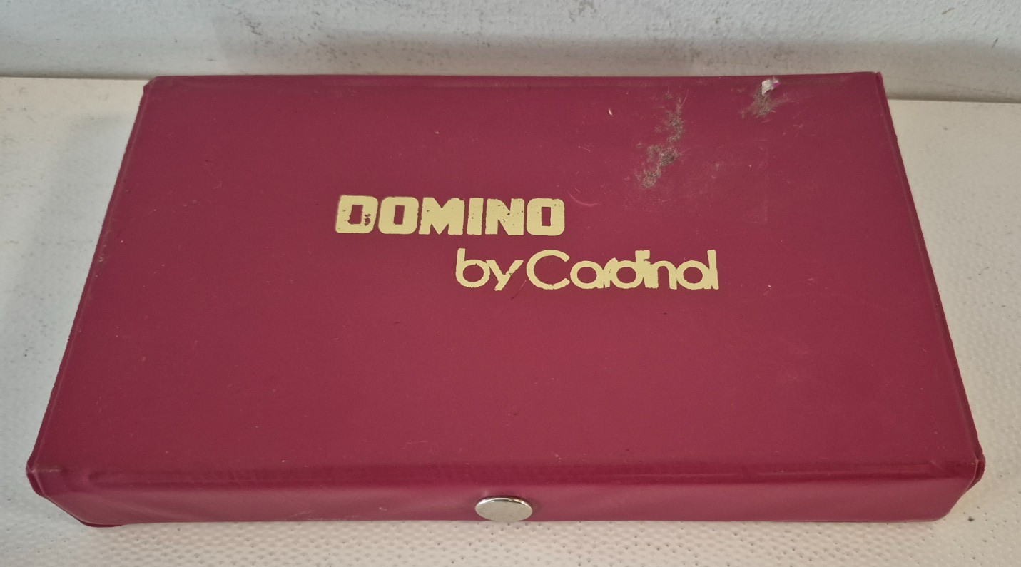 Vintage Cardinal Double Six Dominoes in Red Vinyl Case 28 Pieces Vintage Cardinal Double Six Dominoes in Red Vinyl Case 28 Pieces