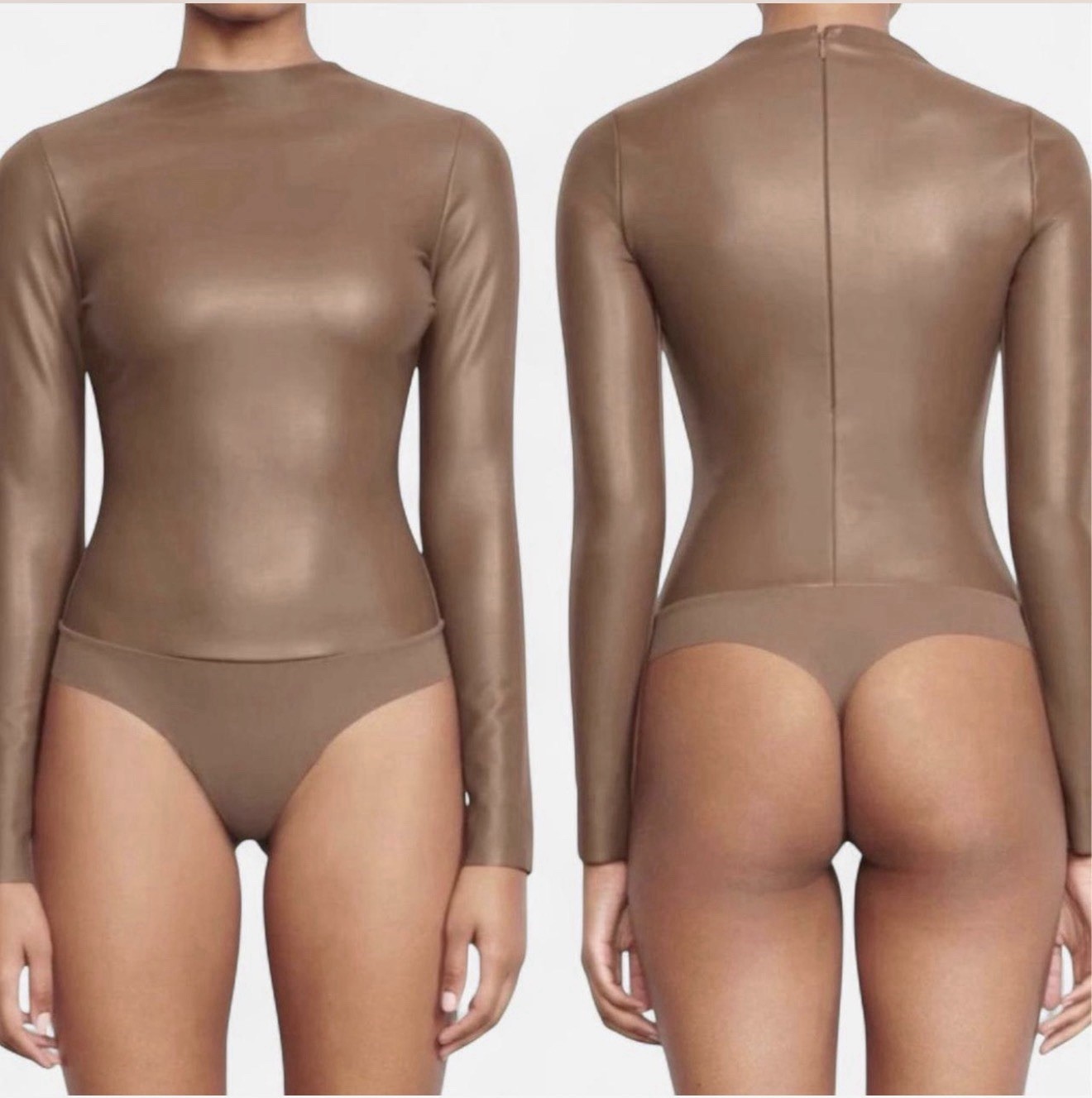 Skims Brown Leather Bodysuit Skims Brown Leather Bodysuit