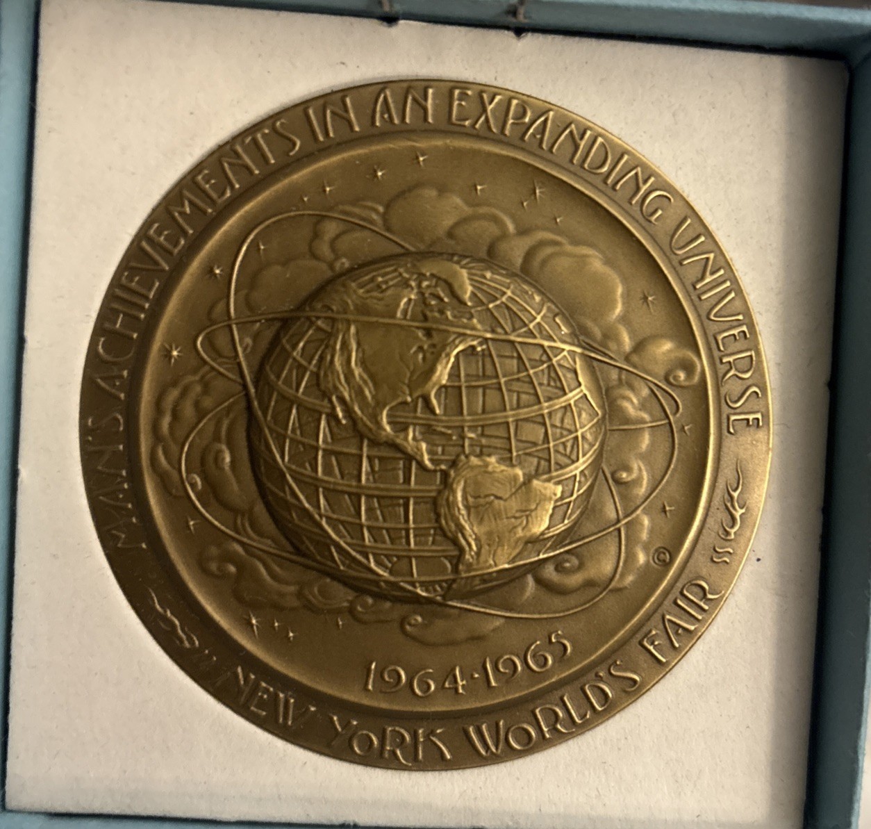 1964 - 1965 New York Worlds Fair Unisphere Commemorative Bronze Medallion 1964 - 1965 New York Worlds Fair Unisphere Commemorative Bronze Medallion