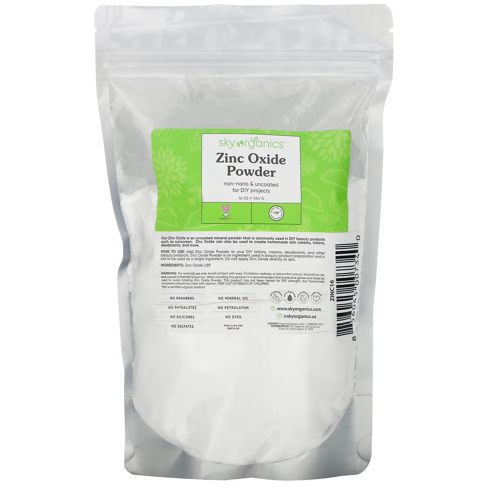 2 X Sky Organics, Zinc Oxide Powder, 16 oz (454 g)