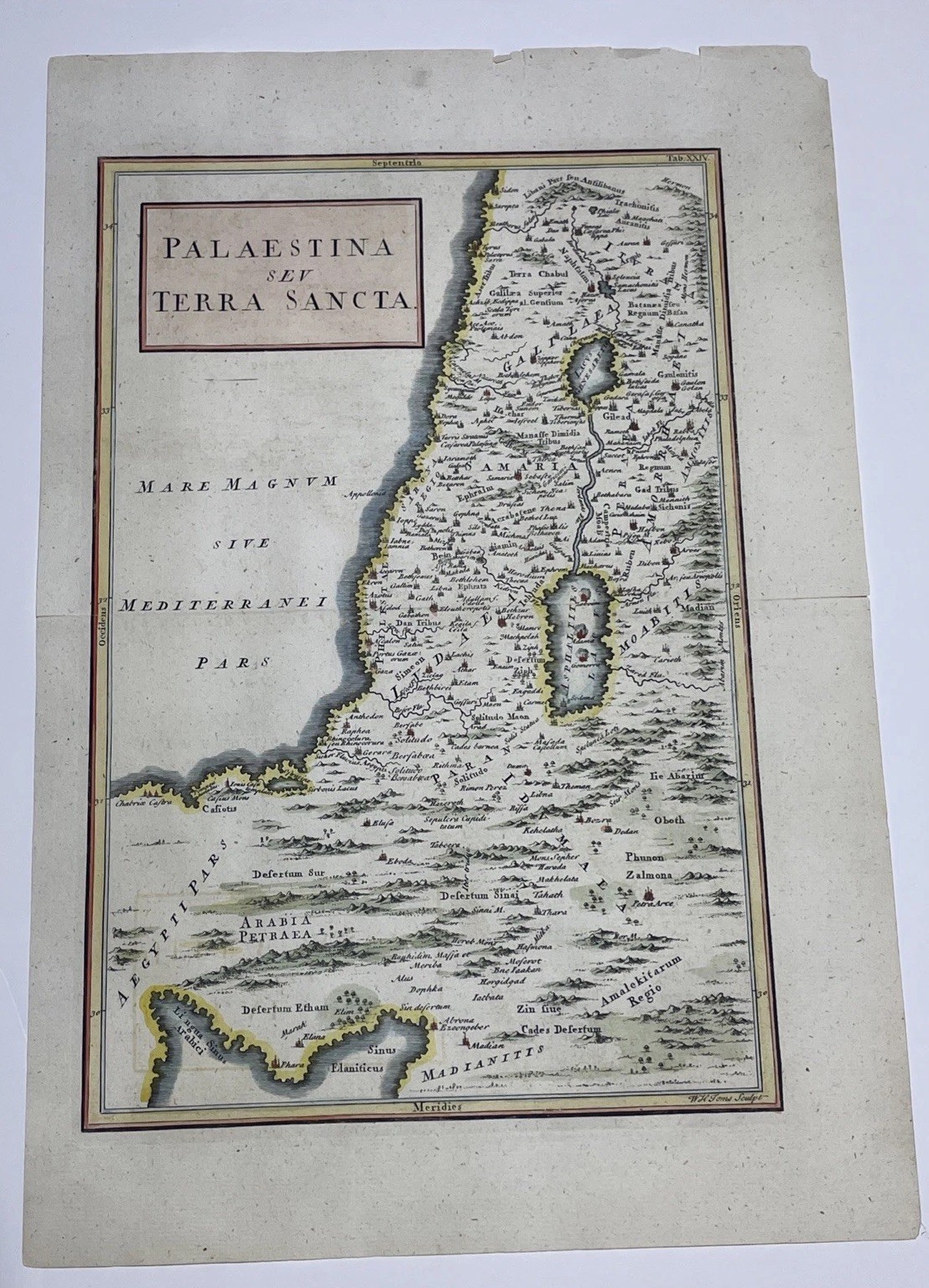 Rare 1799 Palestine Map HOLY LAND Hand Colored Engraving Cellarius Tab XXIV Rare 1799 Palestine Map HOLY LAND Hand Colored Engraving Cellarius Tab XXIV