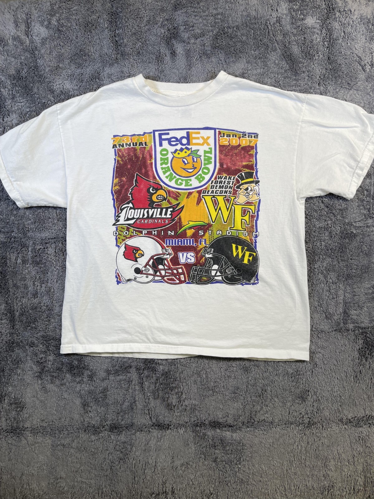 VTG Delta Pro Weight 2007 Orange Bowl T-Shirt Men XL Louisville Wake Forest NCAA