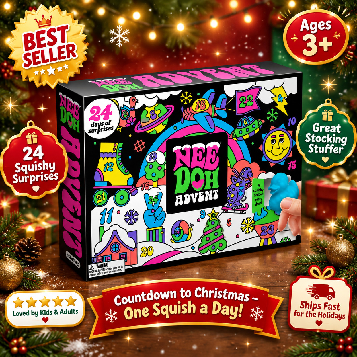 NeeDoh Advent Calendar 2026 Schylling 24 Days Squishy Toys Christmas New Sealed
