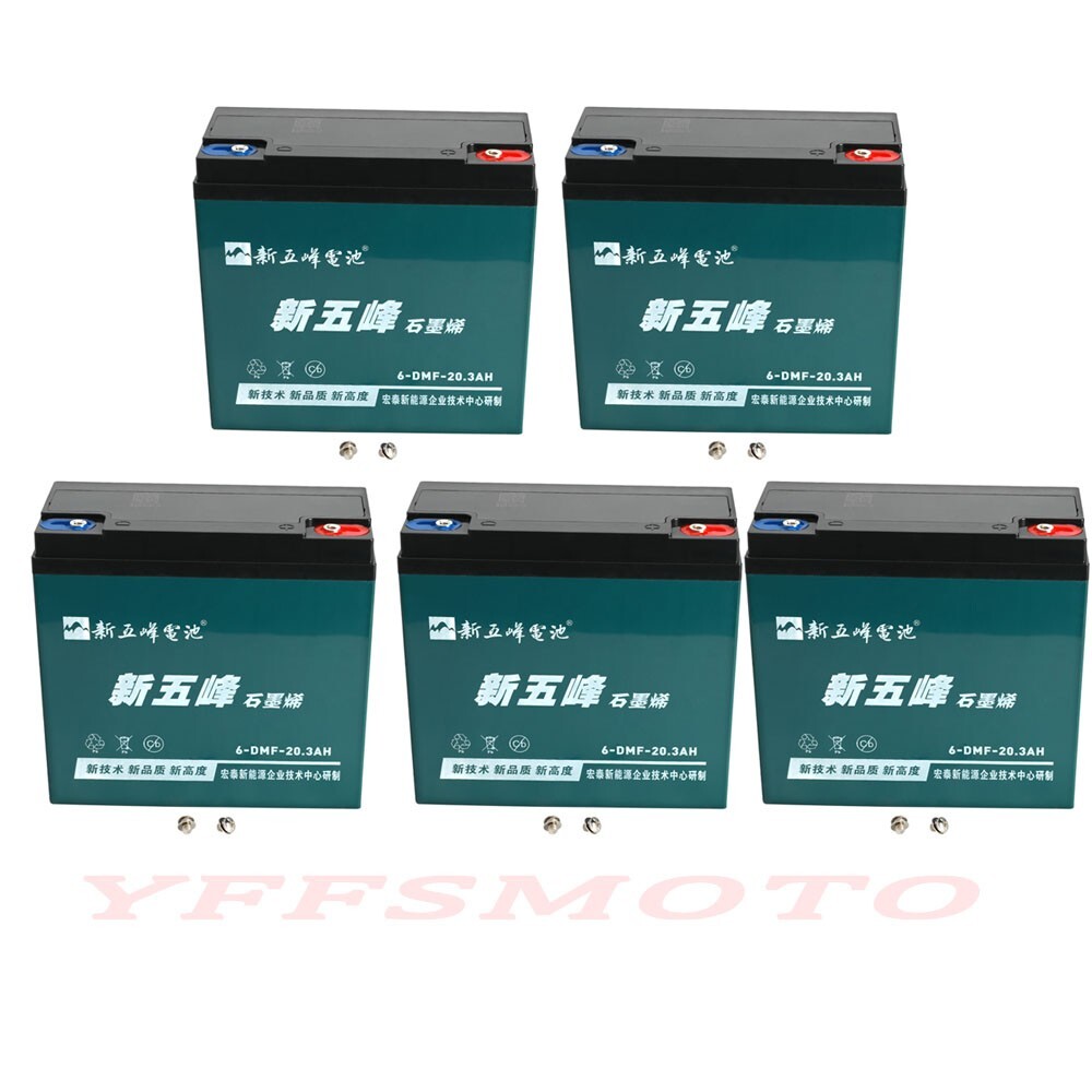 5 Pack 12V 20Ah 6-DMF-20 Battery for ATV UTV 4 Wheeler Scooter Go Kart Cart Golf