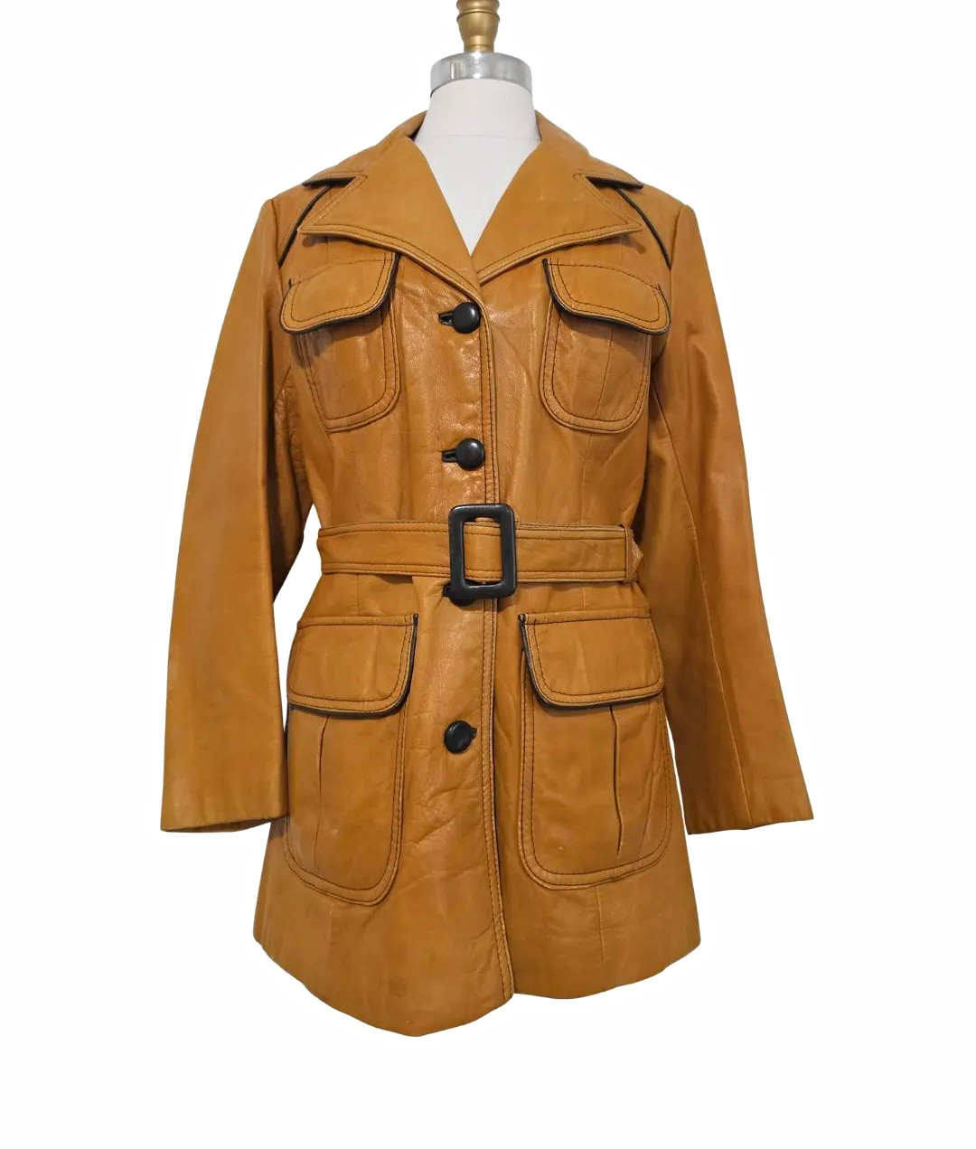 Vintage 1970s The Tannery Brown Safari Leather Jacket Montgomery Ward M/L Vintage 1970s The Tannery Brown Safari Leather Jacket Montgomery Ward M/L