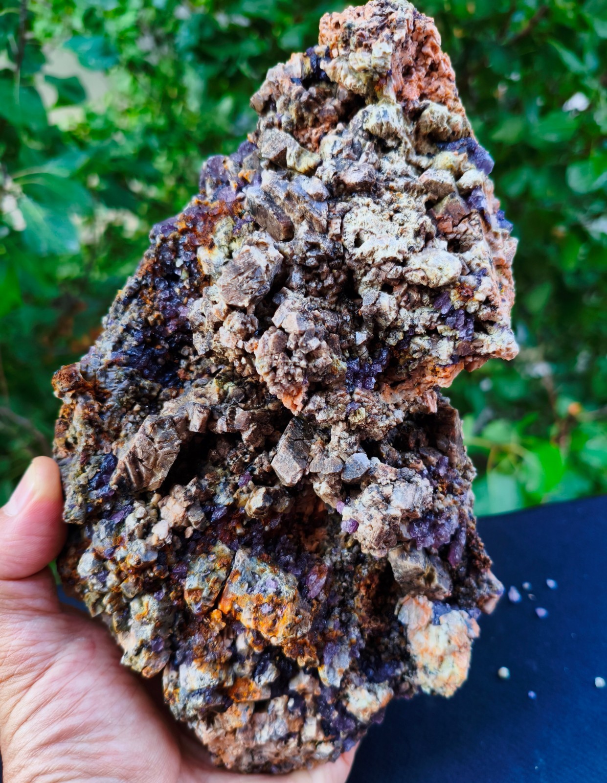 4 Lb 3.45 Oz Purple Fluorite Crystals with Orthoclase 4 Lb 3.45 Oz Purple Fluorite Crystals with Orthoclase