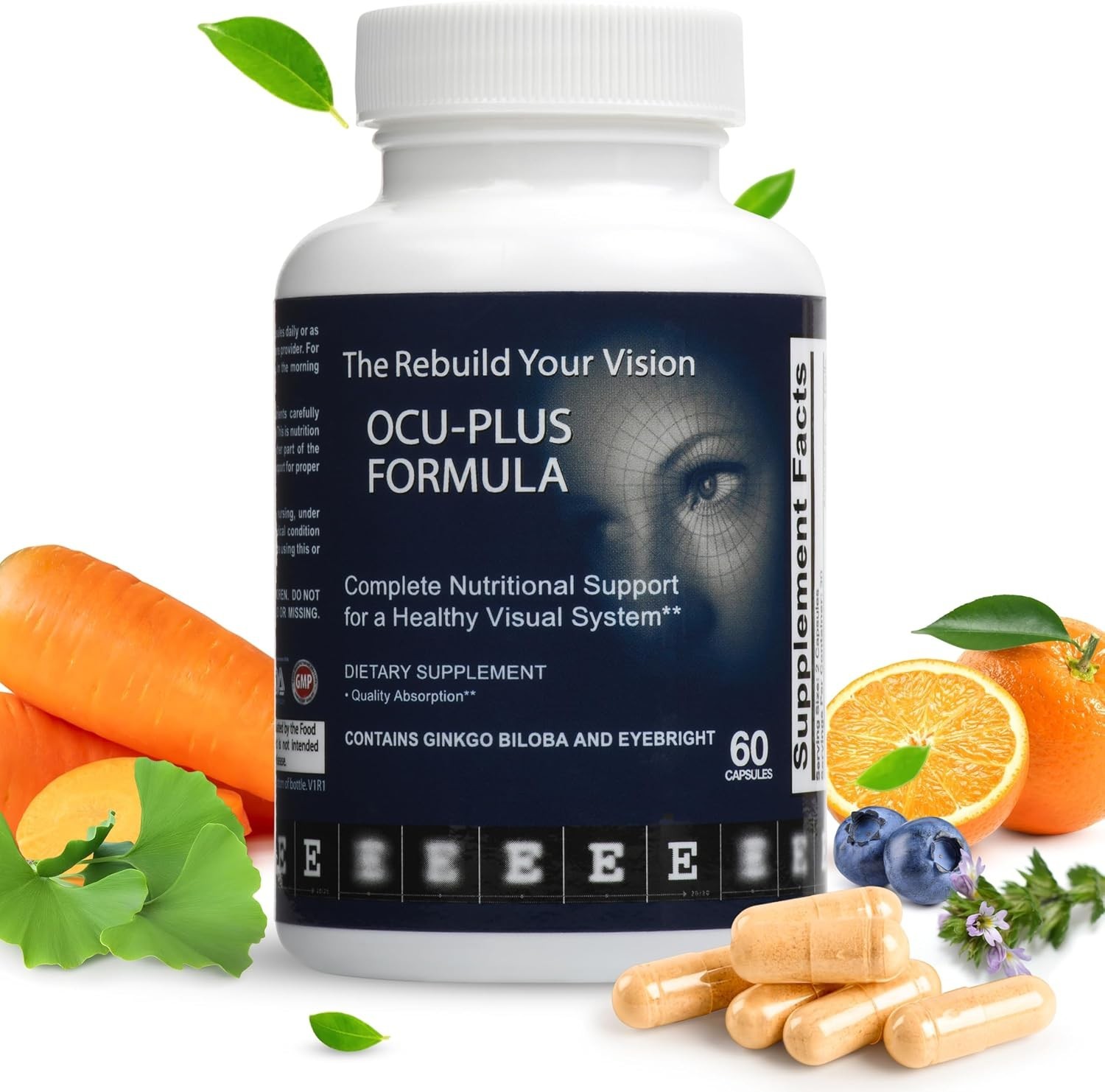 The Rebuild Your Vision Ocu-Plus Formula Healthy Visual System Supplement 60caps