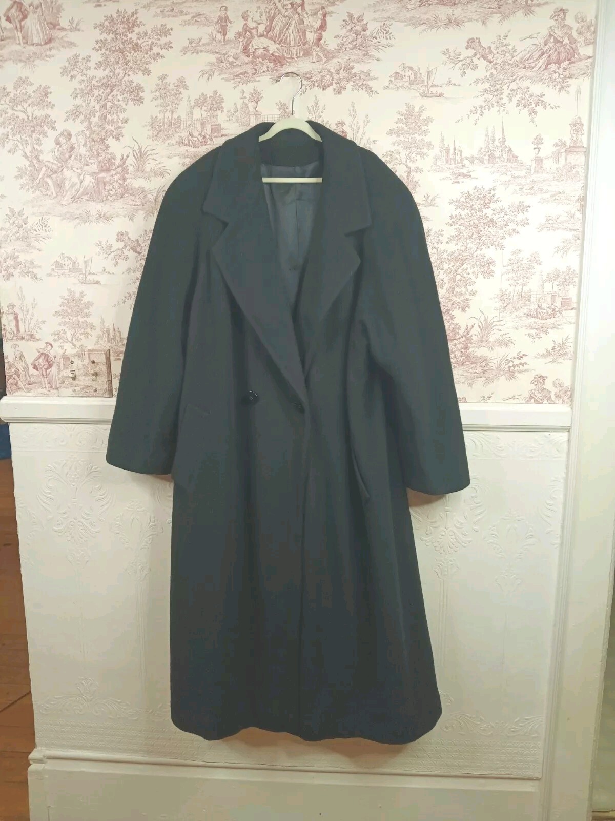 Vintage Saks Fifth Avenue Regency Cashmere Trench Coat Long Double Breasted 2XL
