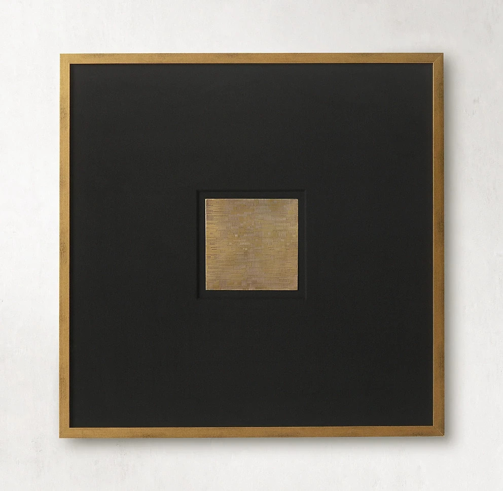 RH Restoration Hardware Etched Brass Abstract Art 6 Large Black Frame 30x30 NEW
