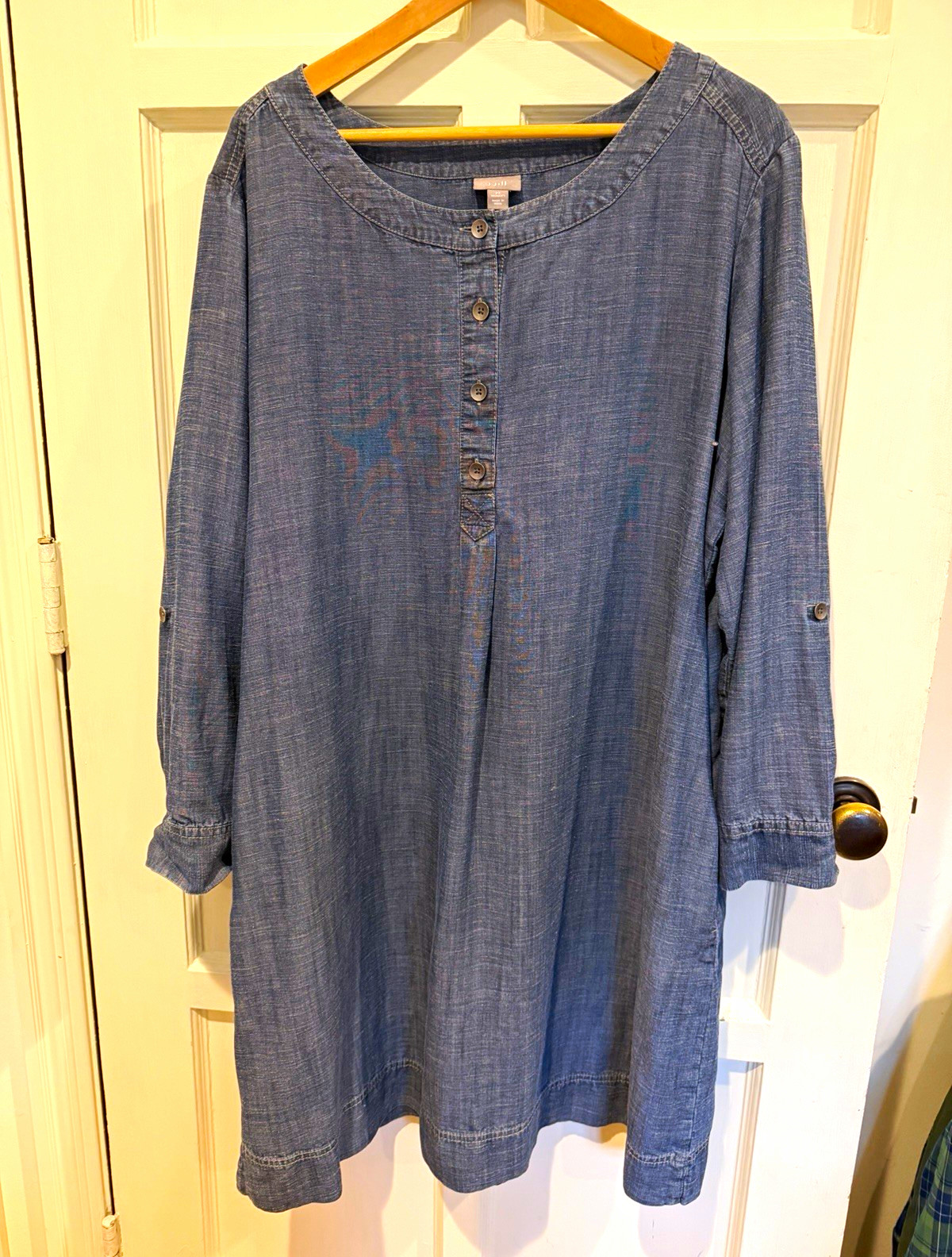J. Jill Womens 2X Blue Tencel Chambray Long Sleeve Button Front Dress or Tunic J. Jill Womens 2X Blue Tencel Chambray Long Sleeve Button Front Dress or Tunic