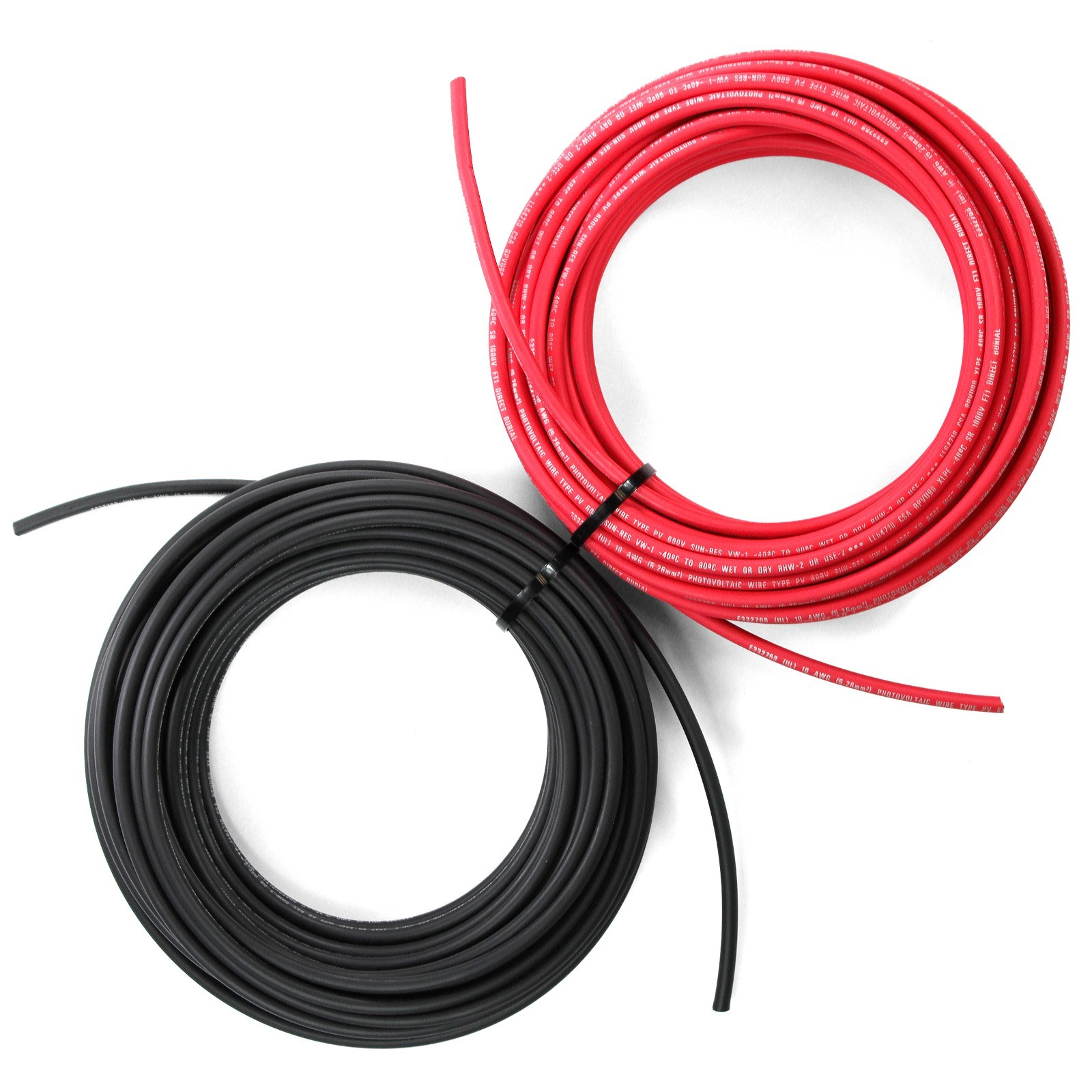 TEMCo 10 AWG Solar PV Wire 100 Ft Black + 100 Ft Red, Bare Copper - Made in USA TEMCo 10 AWG Solar PV Wire 100 Ft Black + 100 Ft Red, Bare Copper - Made in USA