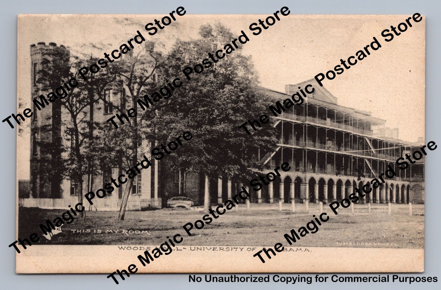 University of Alabama Woods Hall Antique Tuscaloosa AL Albertype Cover 1910s