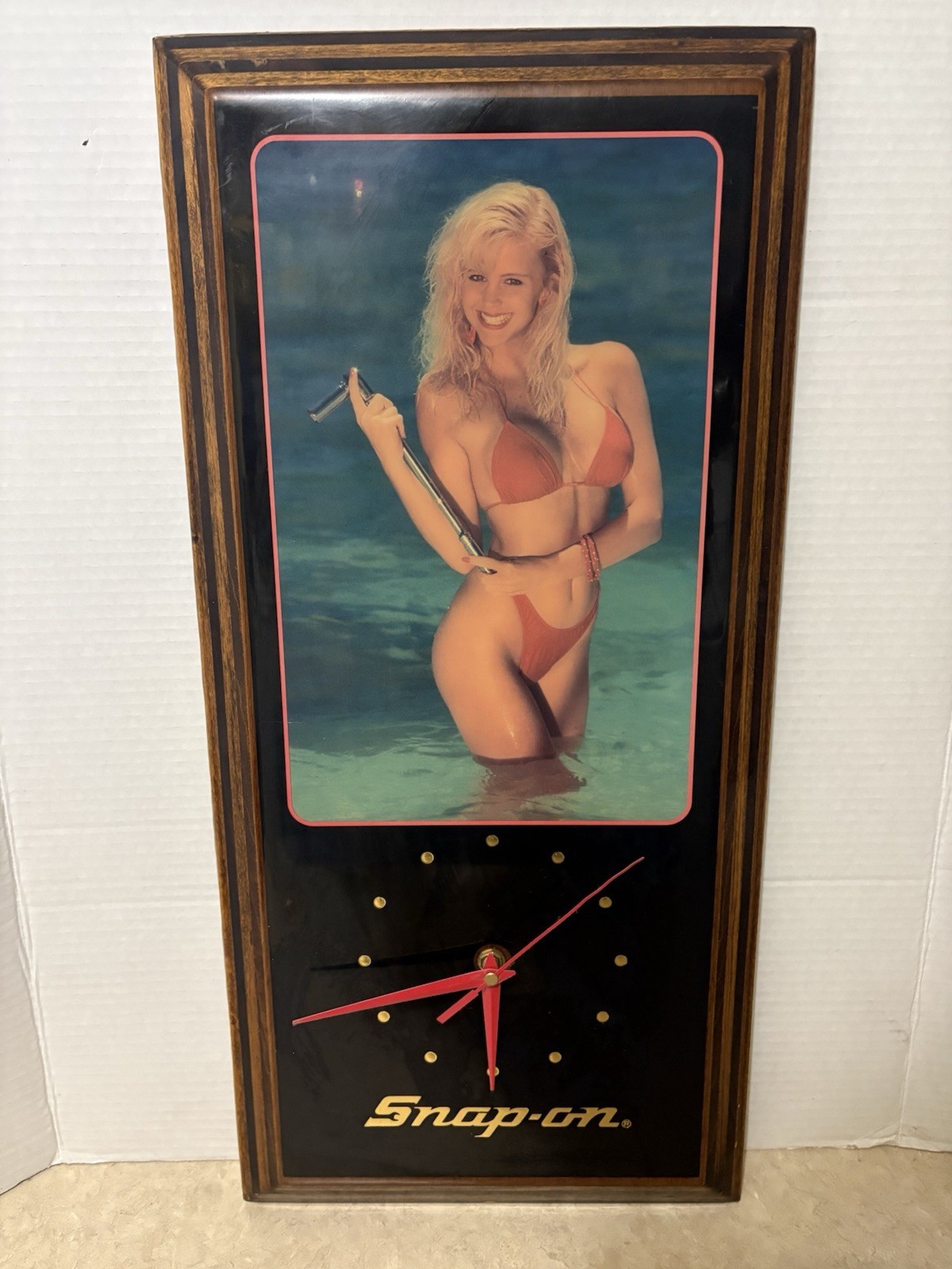 Vintage Snap On Tools Pinup Girl Wall Clock  Red Bikini ( Non Working)