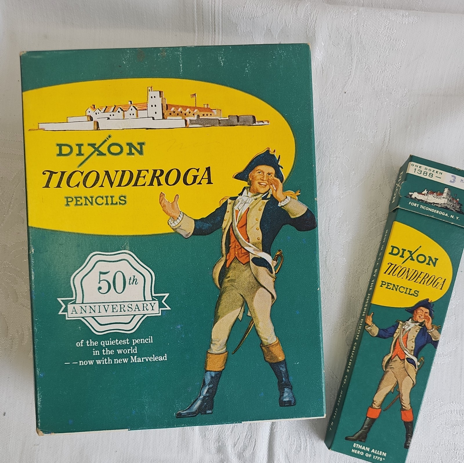 Vintage Dixon Ticonderoga Pencils #1388 Vintage Box 50th Anniversary 3 Unopened Vintage Dixon Ticonderoga Pencils #1388 Vintage Box 50th Anniversary 3 Unopened