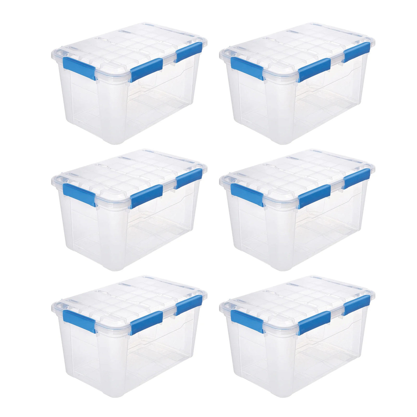 6 PACK - EZY STORAGE WATERPROOF 13.2Gal/52.8Qt/50L STORAGE BOX IP67