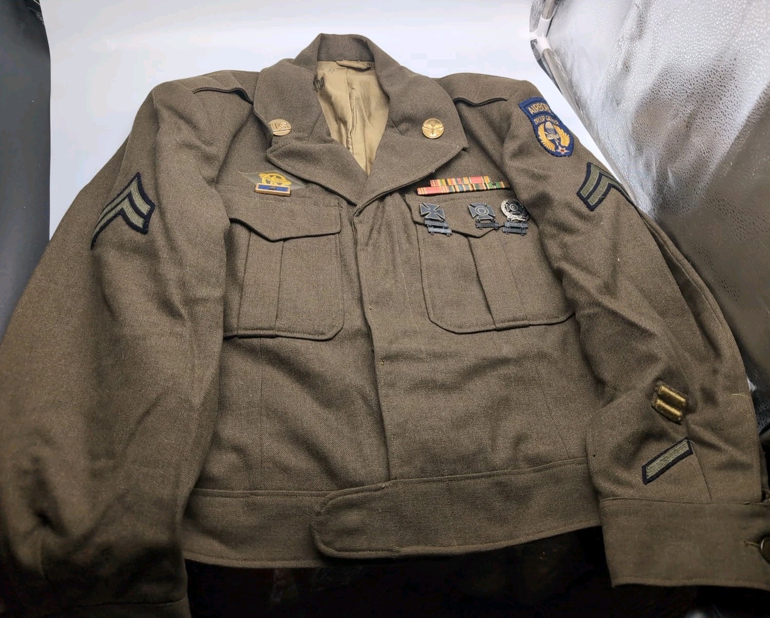 WWII US Army M1944 Ike Jacket 1944 Dated Airborne Troop Carrier Named S-1400 CO