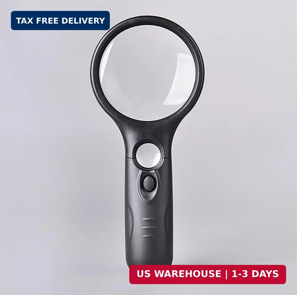 Heavy-Duty Magnifying Glass with Light | 3X & 45x Magnification | Scratch-Proof