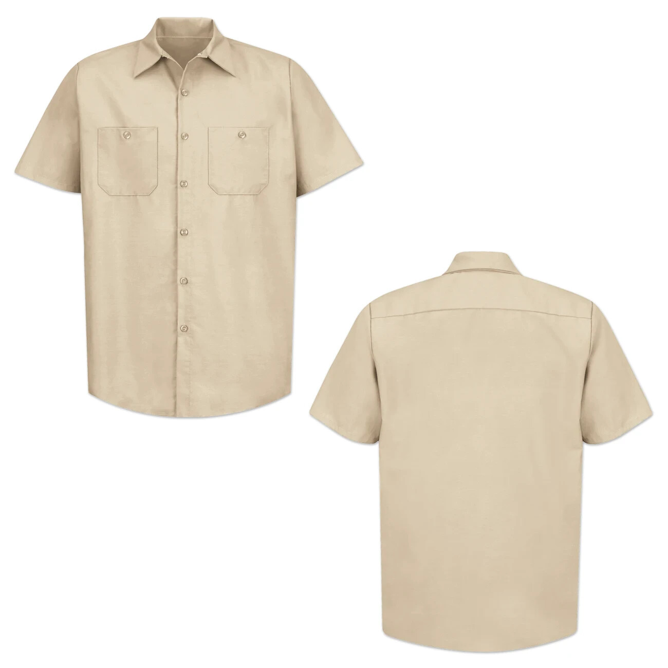 Red Kap Work Shirt Solid Color 2 Pocket Men's Industrial Uniform Short Sleeve Red Kap Work Shirt Solid Color 2 Pocket Men's Industrial Uniform Short Sleeve
