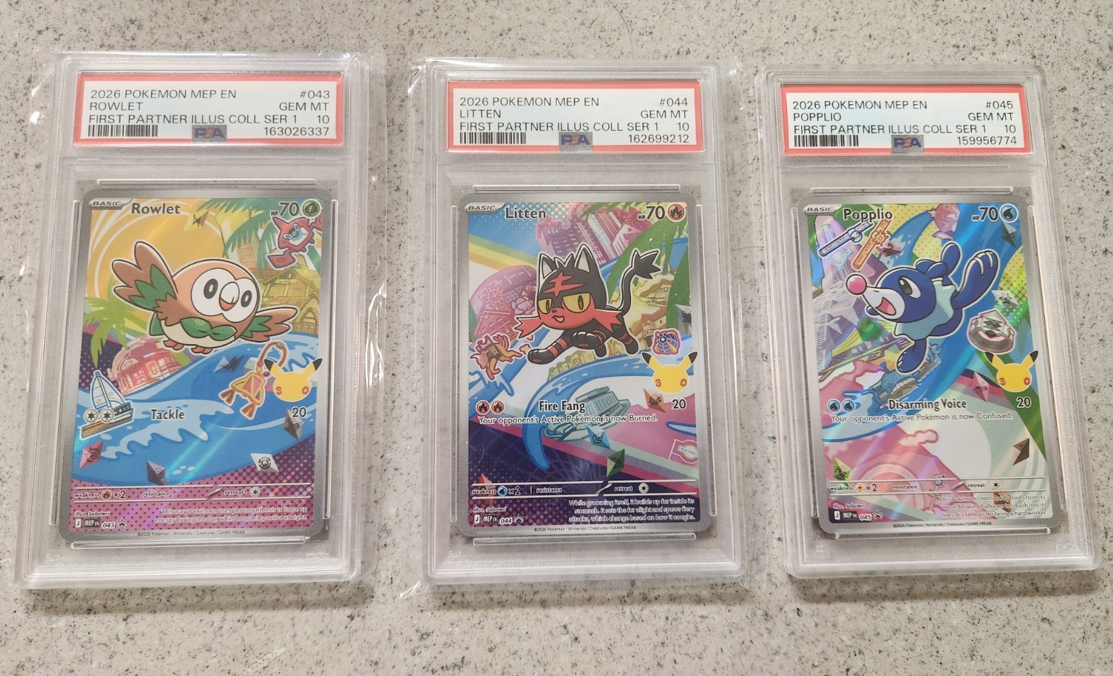 PSA 10 2026 Pokemon First Partner S1 Rowlet/Litten/Popplio #043-045 PSA 10 2026 Pokemon First Partner S1 Rowlet/Litten/Popplio #043-045
