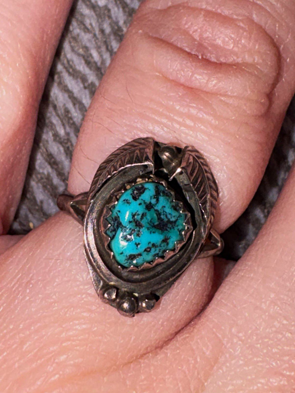 Vintage Sterling Silver Genuine Turquoise Ring Size 5 Southwestern Black Matrix Vintage Sterling Silver Genuine Turquoise Ring Size 5 Southwestern Black Matrix