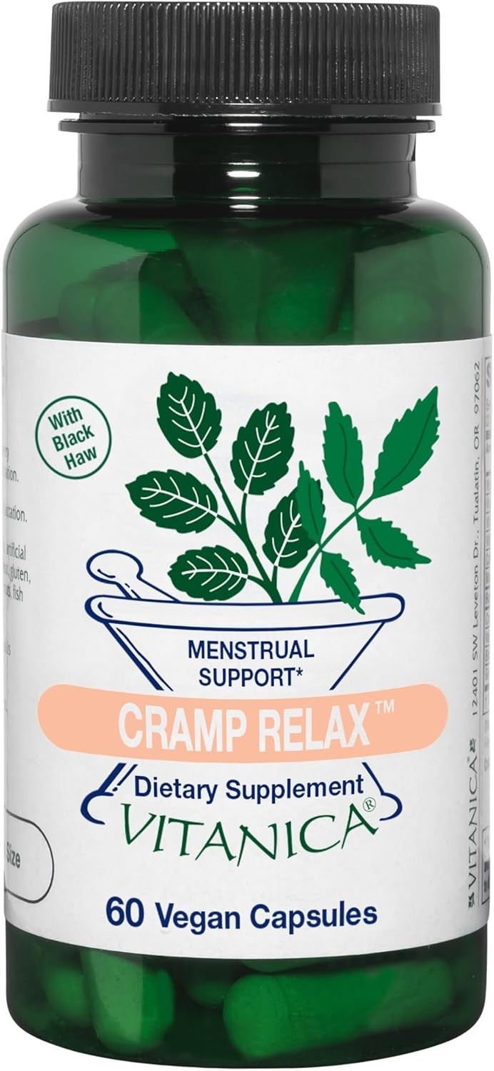 Vitanica Herbal Cramp Relax Black Haw and Ginger, Vegan, Vitamin C 60 Capsules