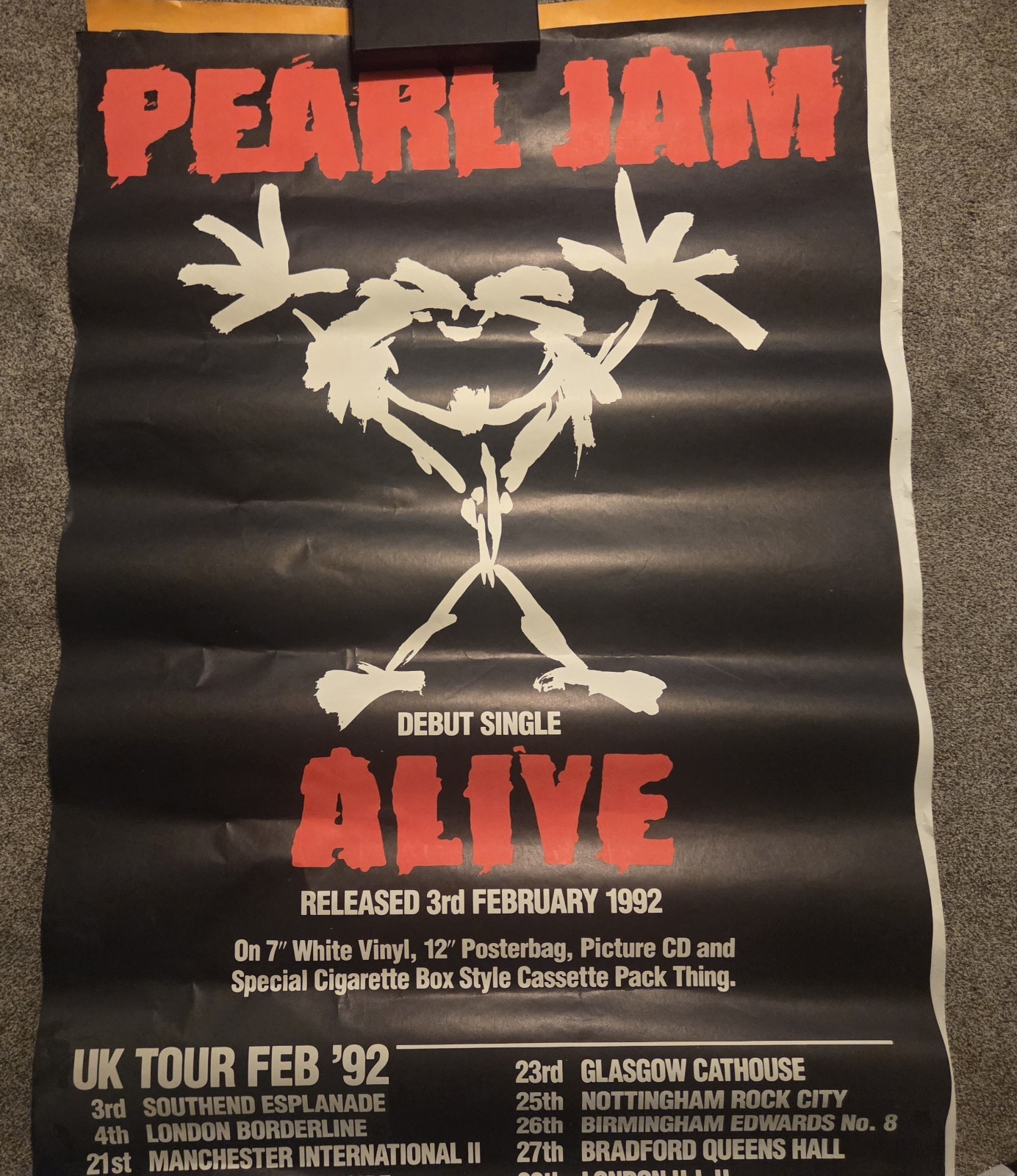 PEARL JAM ALIVE SINGLE POSTER 1992 VINTAGE VERY RARE 40\