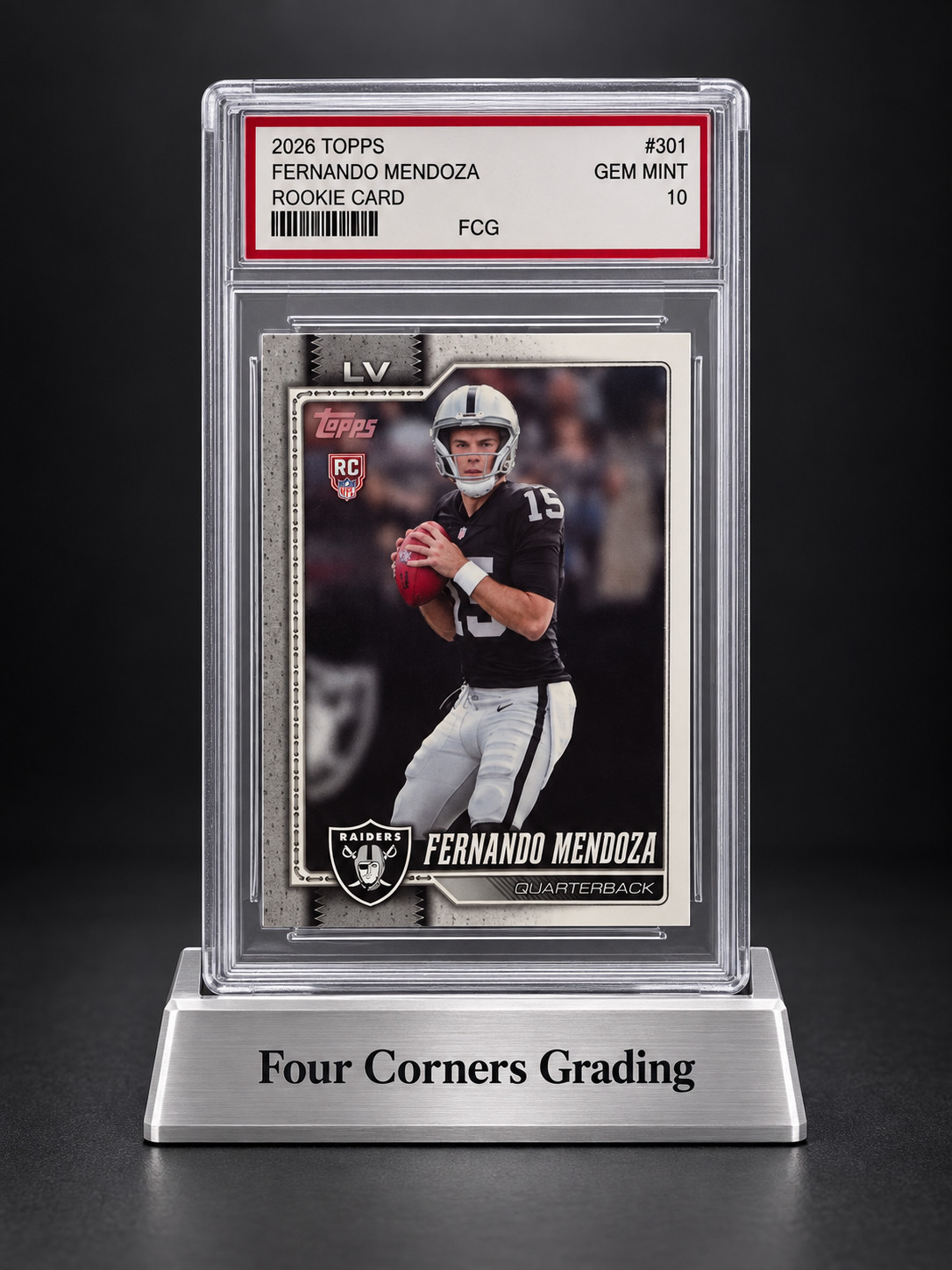 2026 Topps Fernando Mendoza Las Vegas Raiders Rookie Card #301 Graded 10 2026 Topps Fernando Mendoza Las Vegas Raiders Rookie Card #301 Graded 10