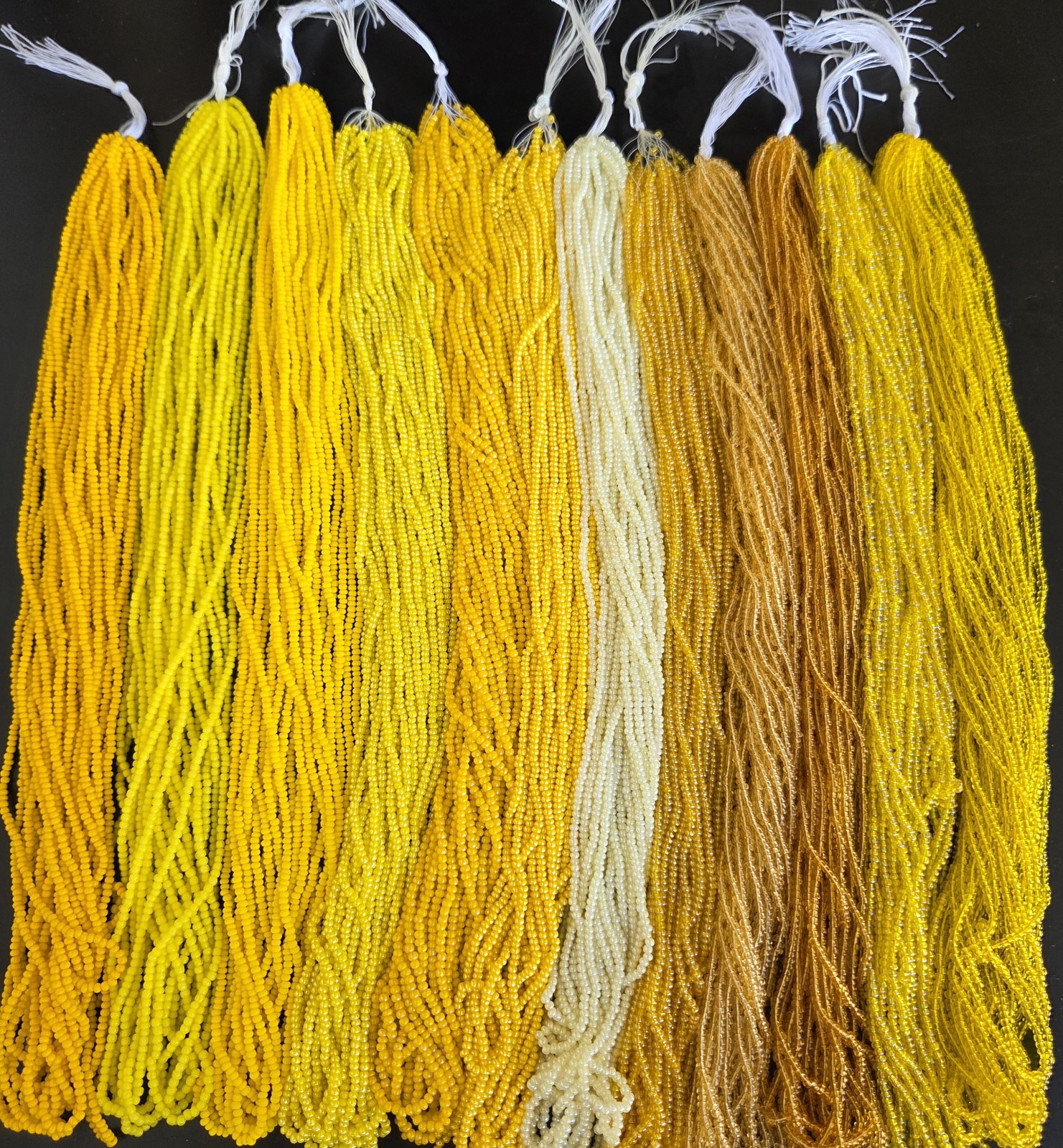 Authentic Czech Glass Seed Beads (Size 11/0) 12 Color Assortment Yellow & Beige Authentic Czech Glass Seed Beads (Size 11/0) 12 Color Assortment Yellow & Beige