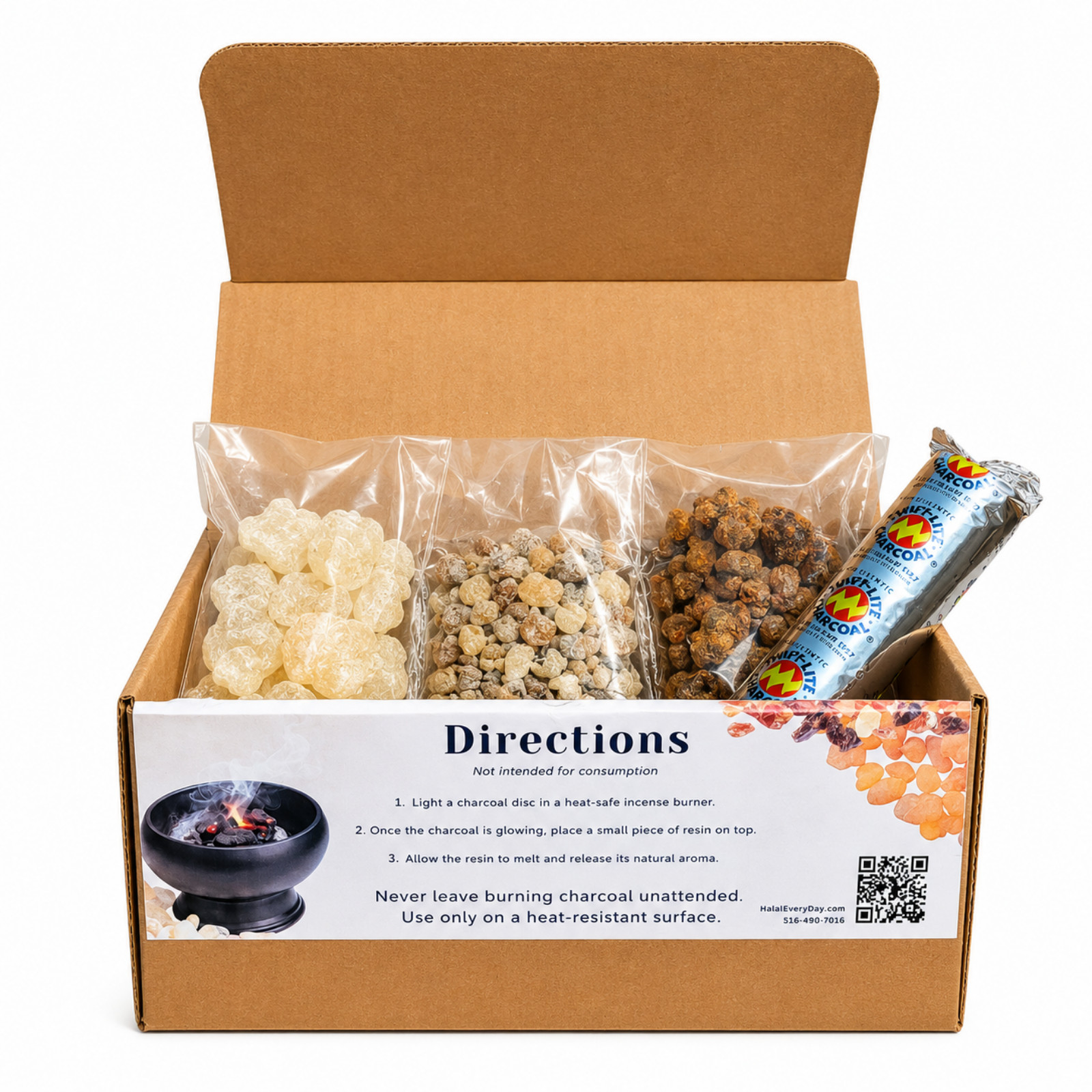 Incense Resin Set | 2 oz. Frankincense, Myrrh, Copal, & 33mm Charcoal Tablet