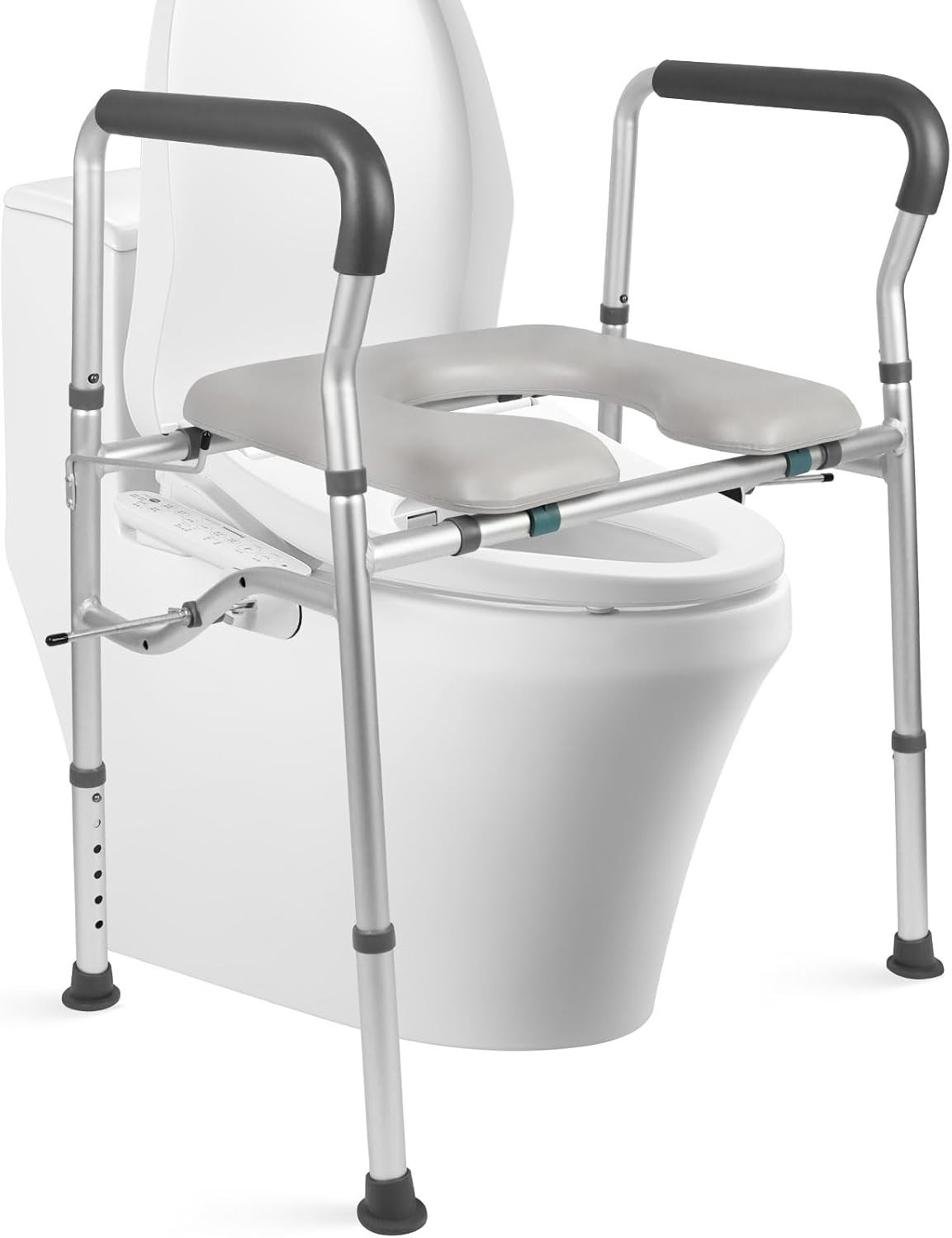 Raised Toilet Seat with Handles for Seniors, Stable Handicap Toilet Seat