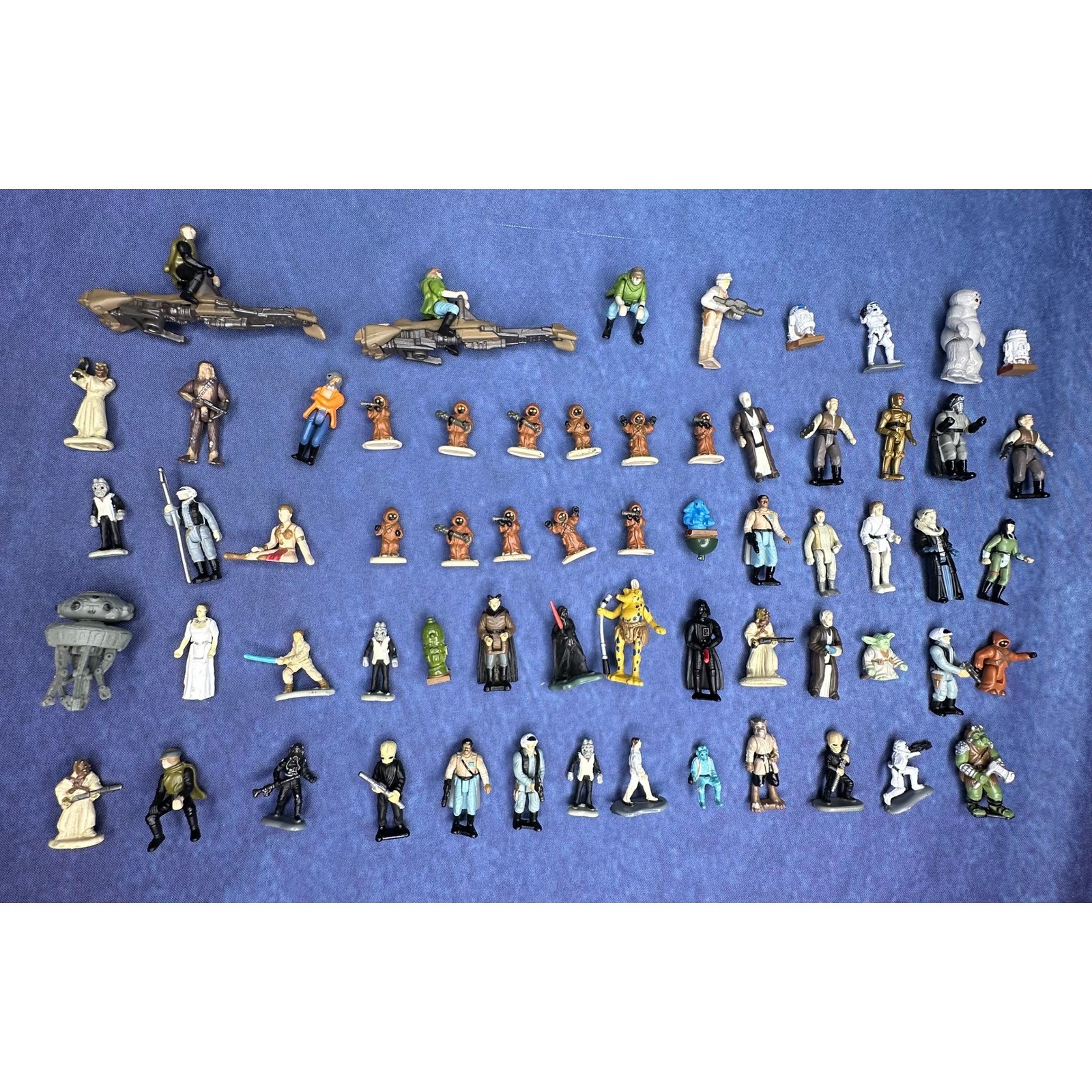 Vintage Star Wars Micro Machines Lot x63 Figures + 2 Speeder Bikes Galoob