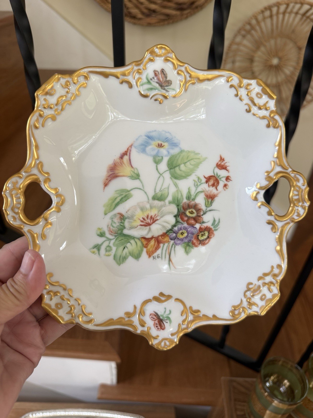 Antique Porcelain German AK Kaiser Plate Hand Painted In Likes Meissen Dresden Antique Porcelain German AK Kaiser Plate Hand Painted In Likes Meissen Dresden