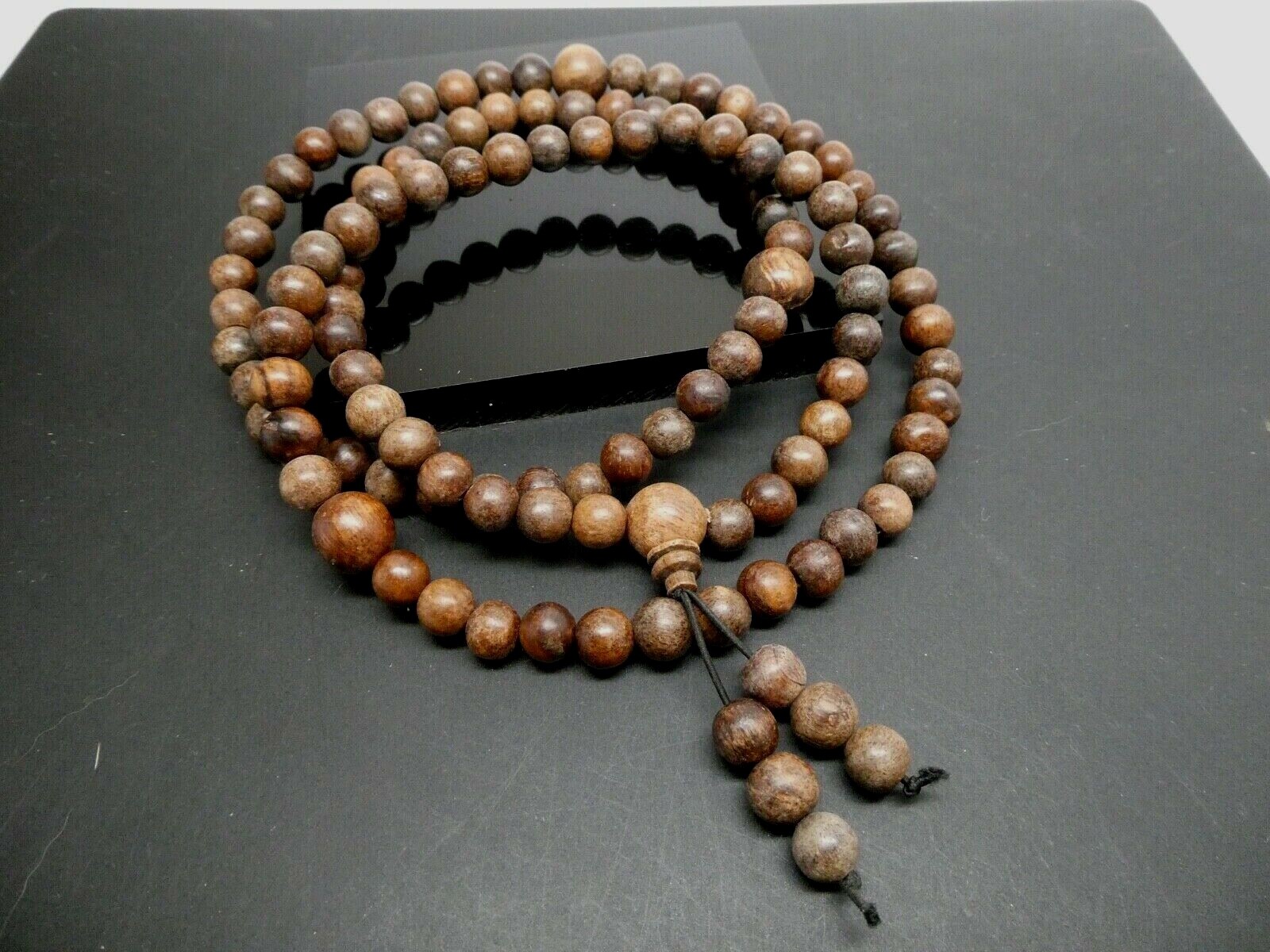 Genuine Kalimantan Wild Agarwood Gaharu Oud 8.5mm Tibetan Prayer Mala Beads 