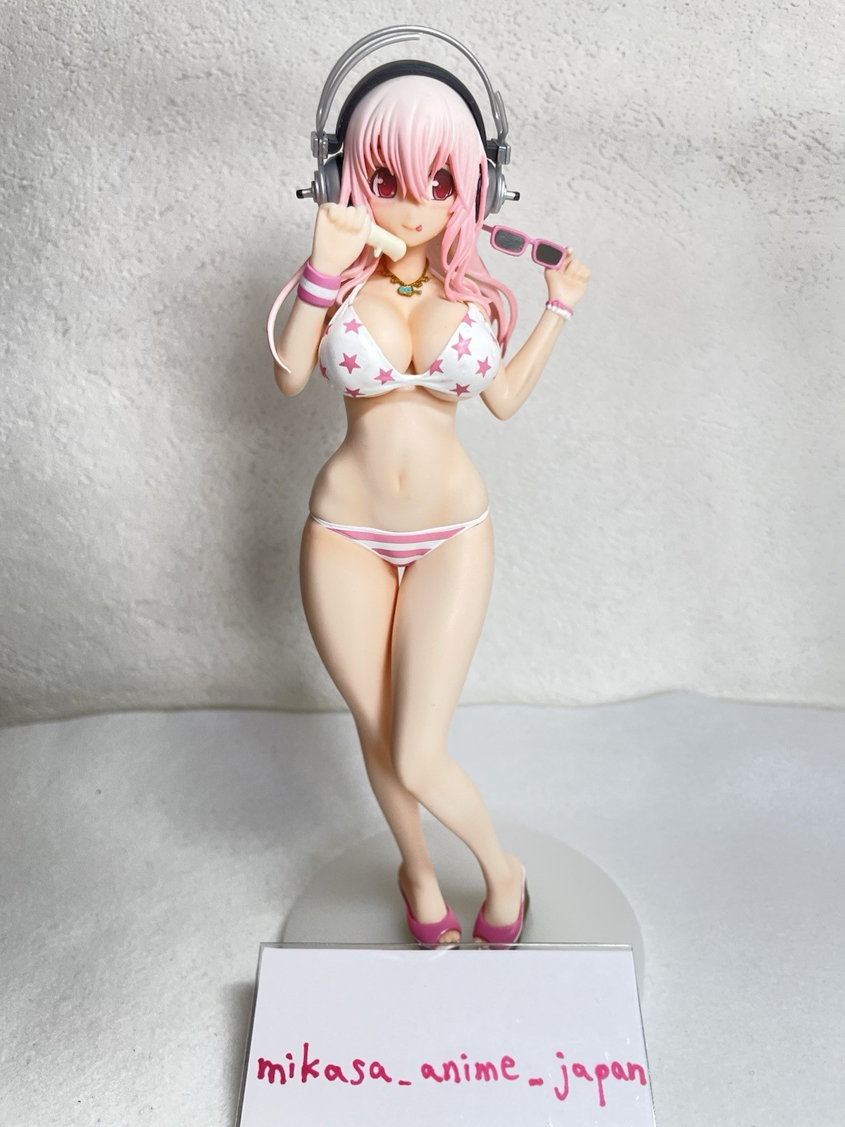 Taito Super Sonico Summer Beach Figure Strawberry Macaron 2014 Damaged Loose Taito Super Sonico Summer Beach Figure Strawberry Macaron 2014 Damaged Loose